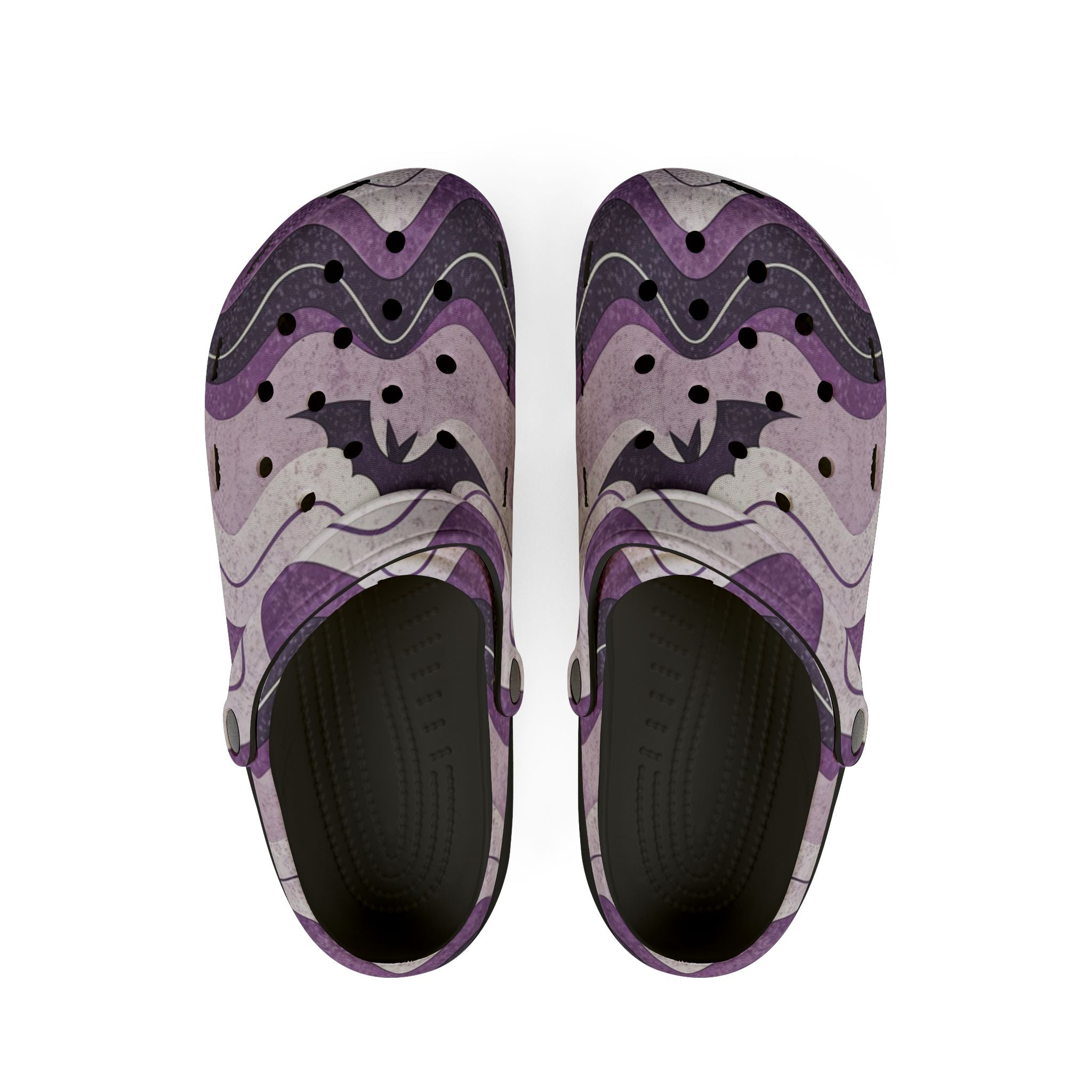 Bat Wave Purple EVA Foam Rubber Shoes (AOP), Artsulli - Art is Long, Life is Short, Shoes, Size, US 6 (Women's), Color, Black, , , 36500967067119
