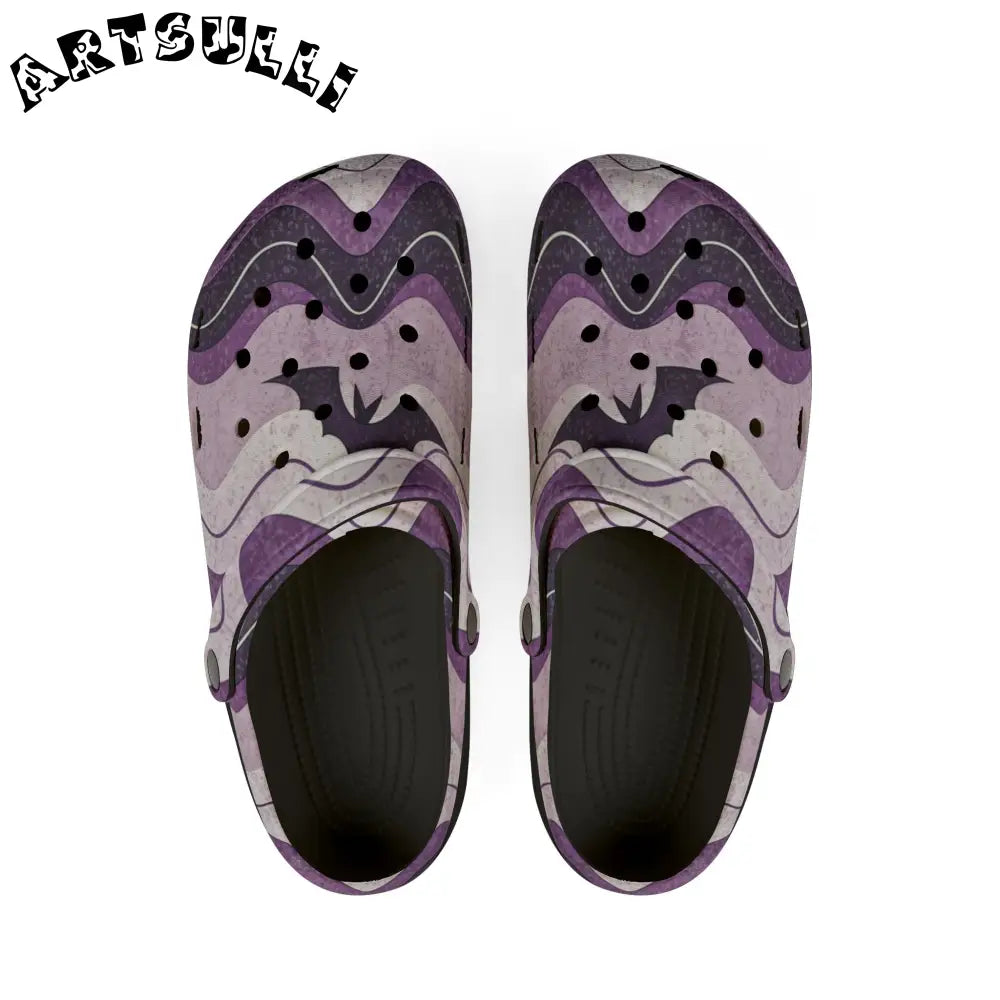 JAKKOUTTHEBXX Bat Wave Purple EVA Foam Rubber Shoes (AOP)