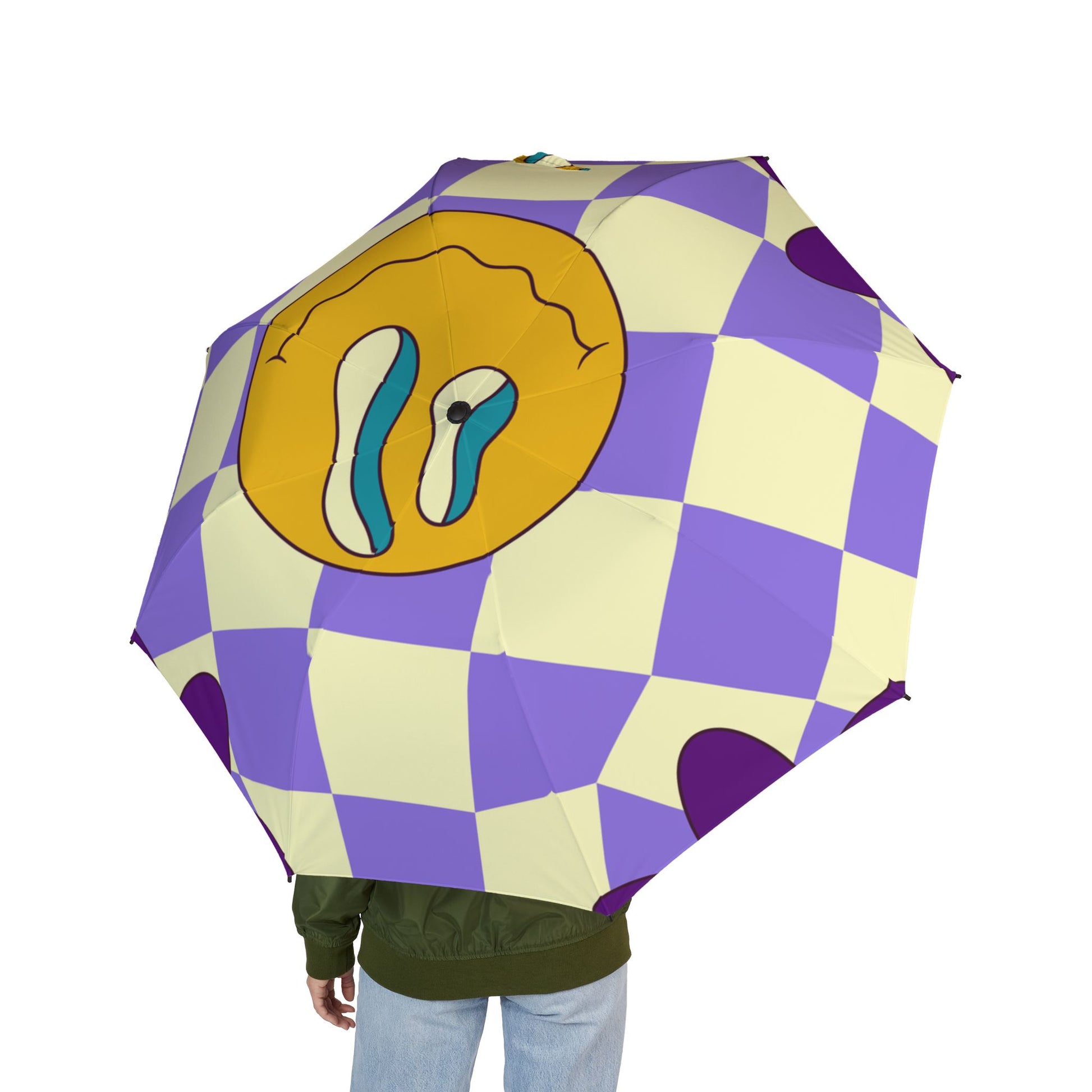 Trippy Flower Power Motifs Semi-Automatic Foldable Umbrella, Artsulli - Art is Long, Life is Short, Accessories, , , , , , , 