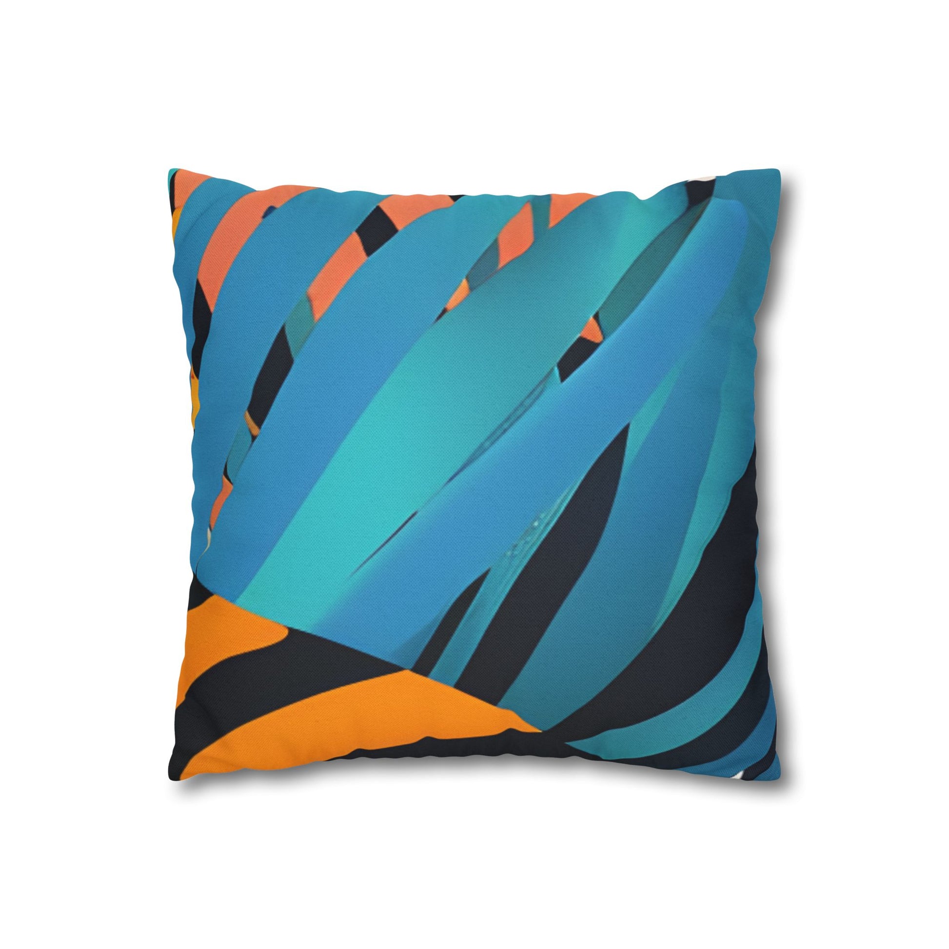 Palm Leaves x Tiger Stripes Orange and Blue Spun Polyester Square Pillowcase, Artsulli - Art is Long, Life is Short, Home Decor, , , , , , , 