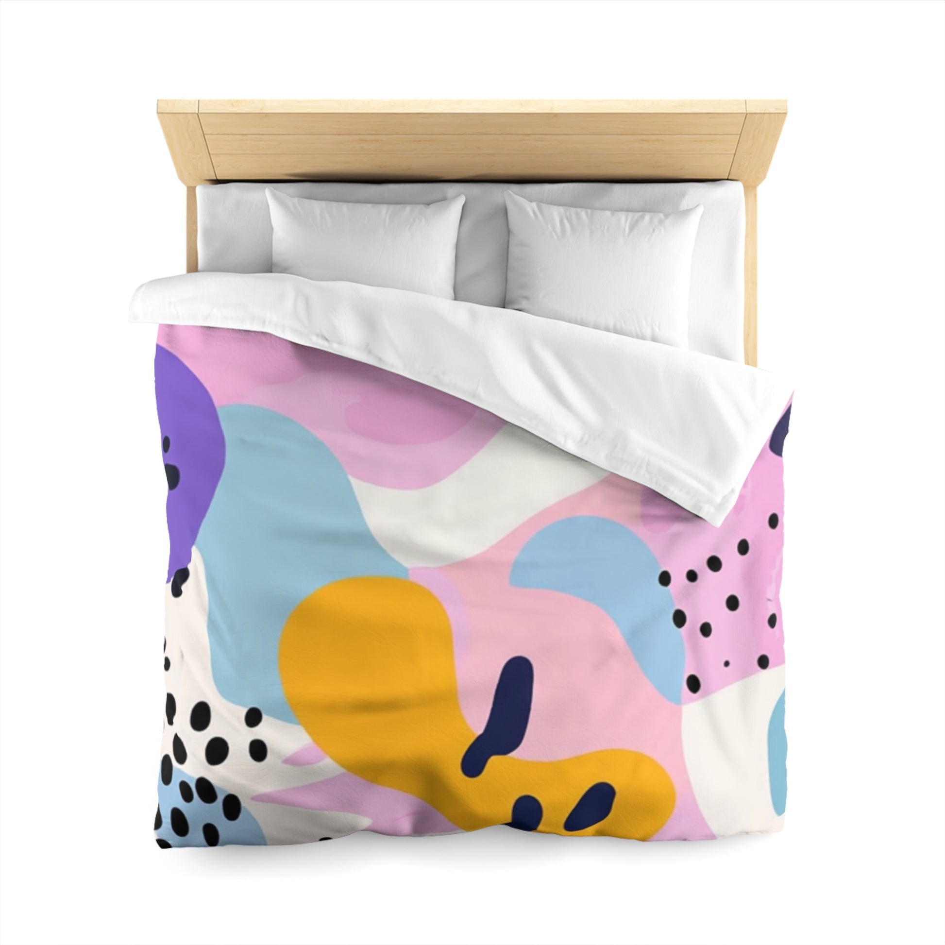 Colorful Abstract Dots and Shapes Microfiber Duvet Cover, Artsulli - Art is Long, Life is Short, Home Decor, , , , , , , 
