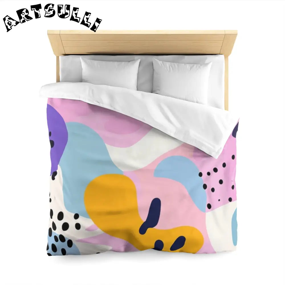 JAKKOUTTHEBXX Colorful Abstract Dots and Shapes Microfiber Duvet