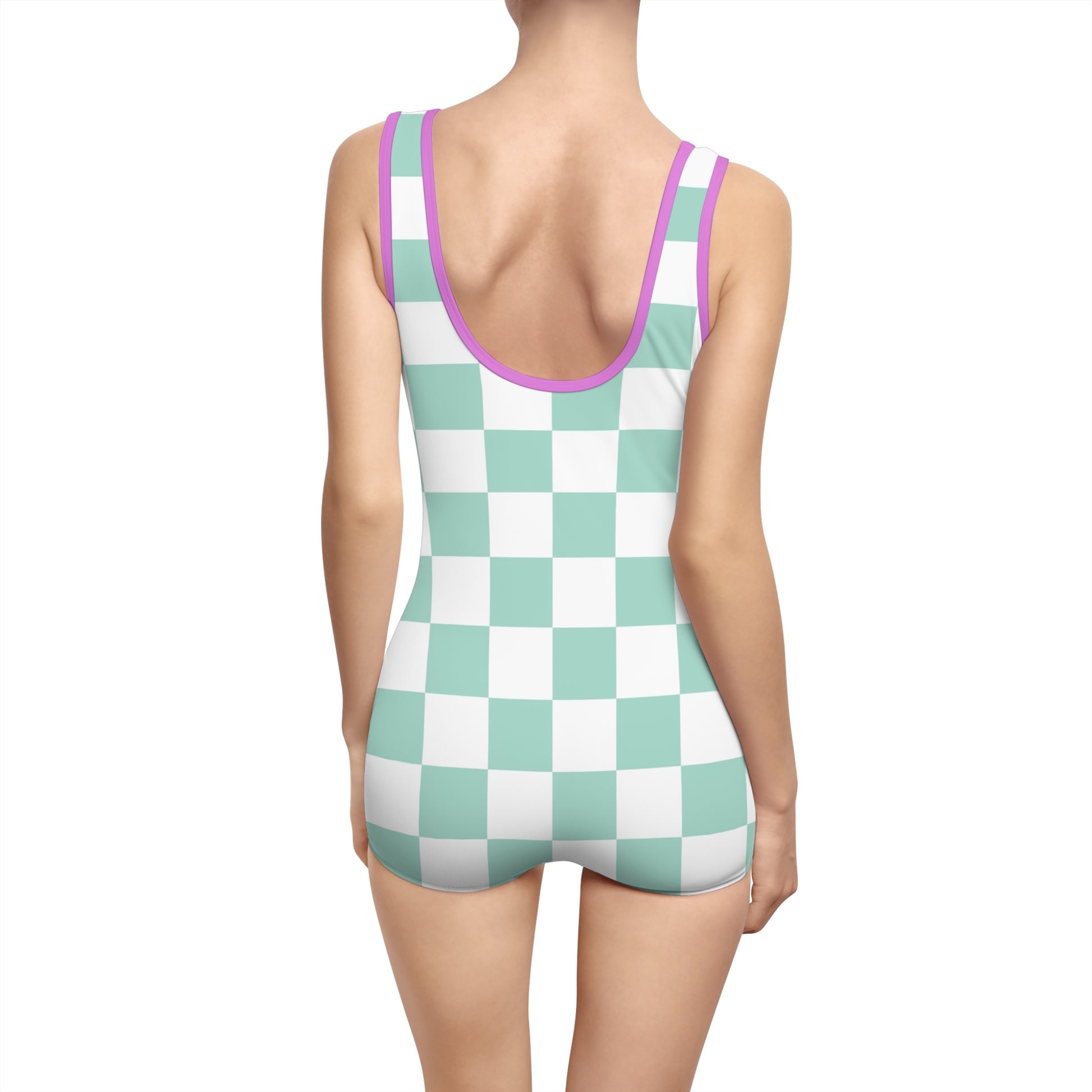 Chessboard Women's Vintage Swimsuit (AOP), Artsulli - Art is Long, Life is Short, All Over Prints, , , , , , , 