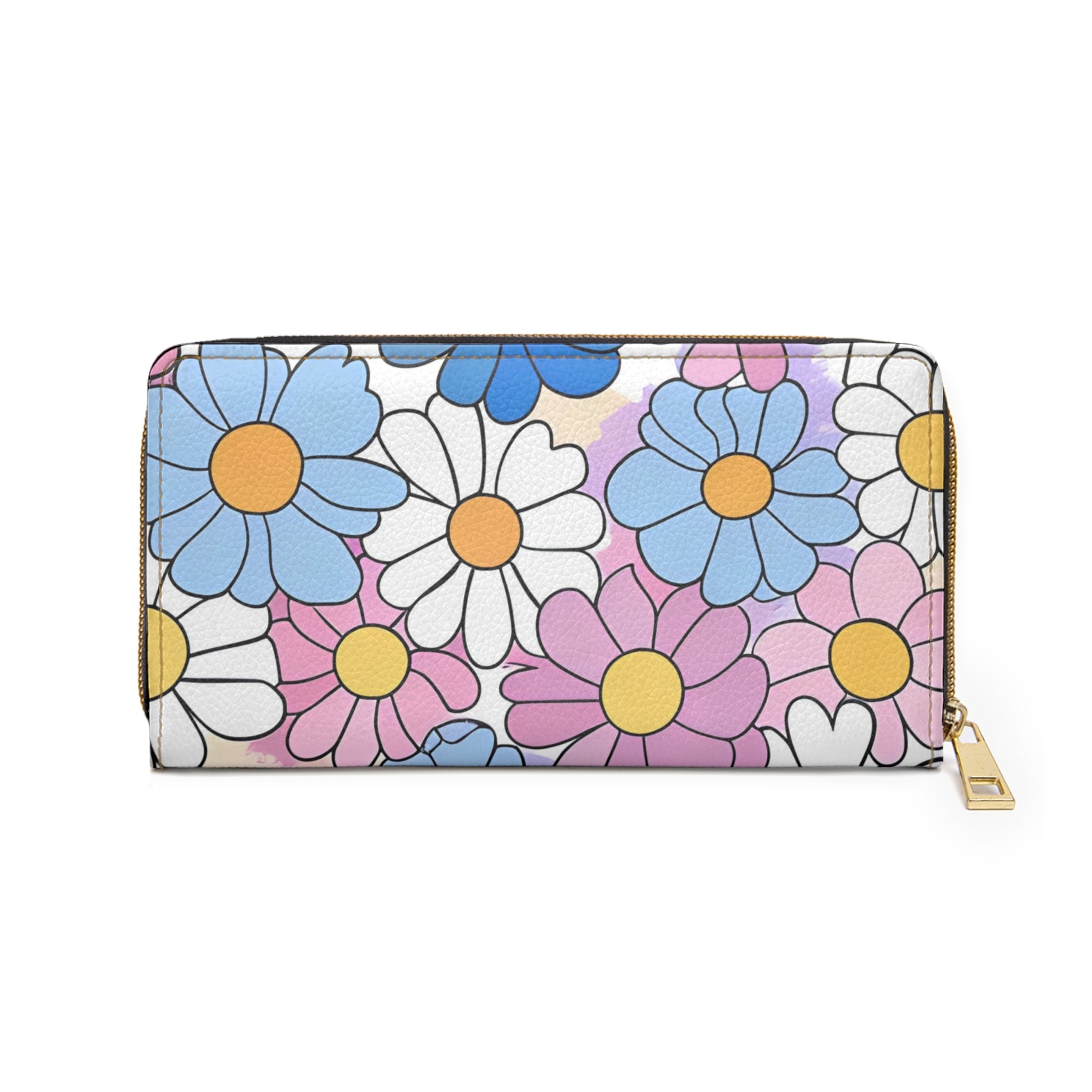 Flower Hour Purple and Blue Zipper Wallet, Artsulli - Art is Long, Life is Short, Accessories, , , , , , , 