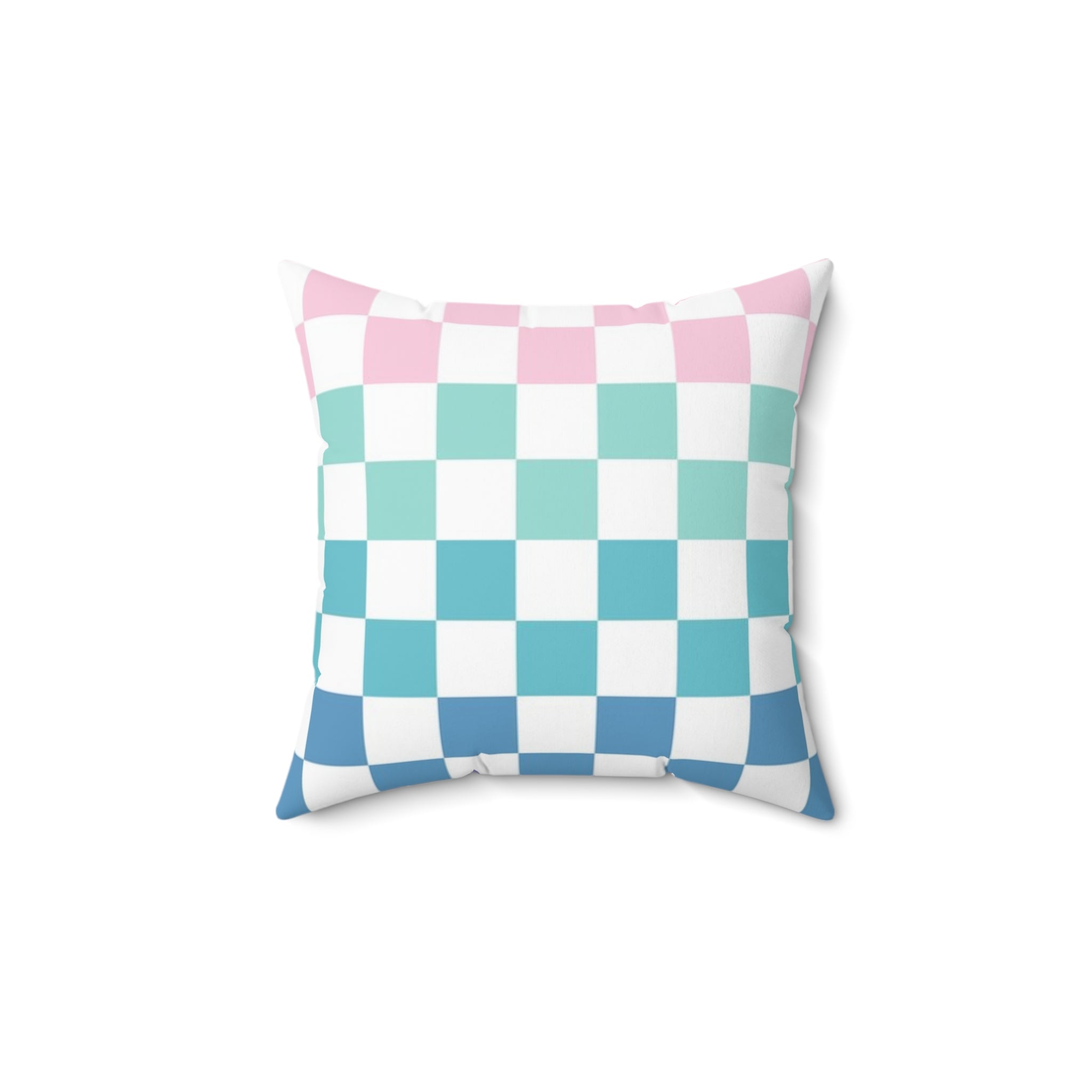 Vaporwave Rainbow  Checkerboard Multi-Color Spun Polyester Square Pillow, Artsulli - Art is Long, Life is Short, Home Decor, Size, 14" × 14", , , , , 20785664509582919782