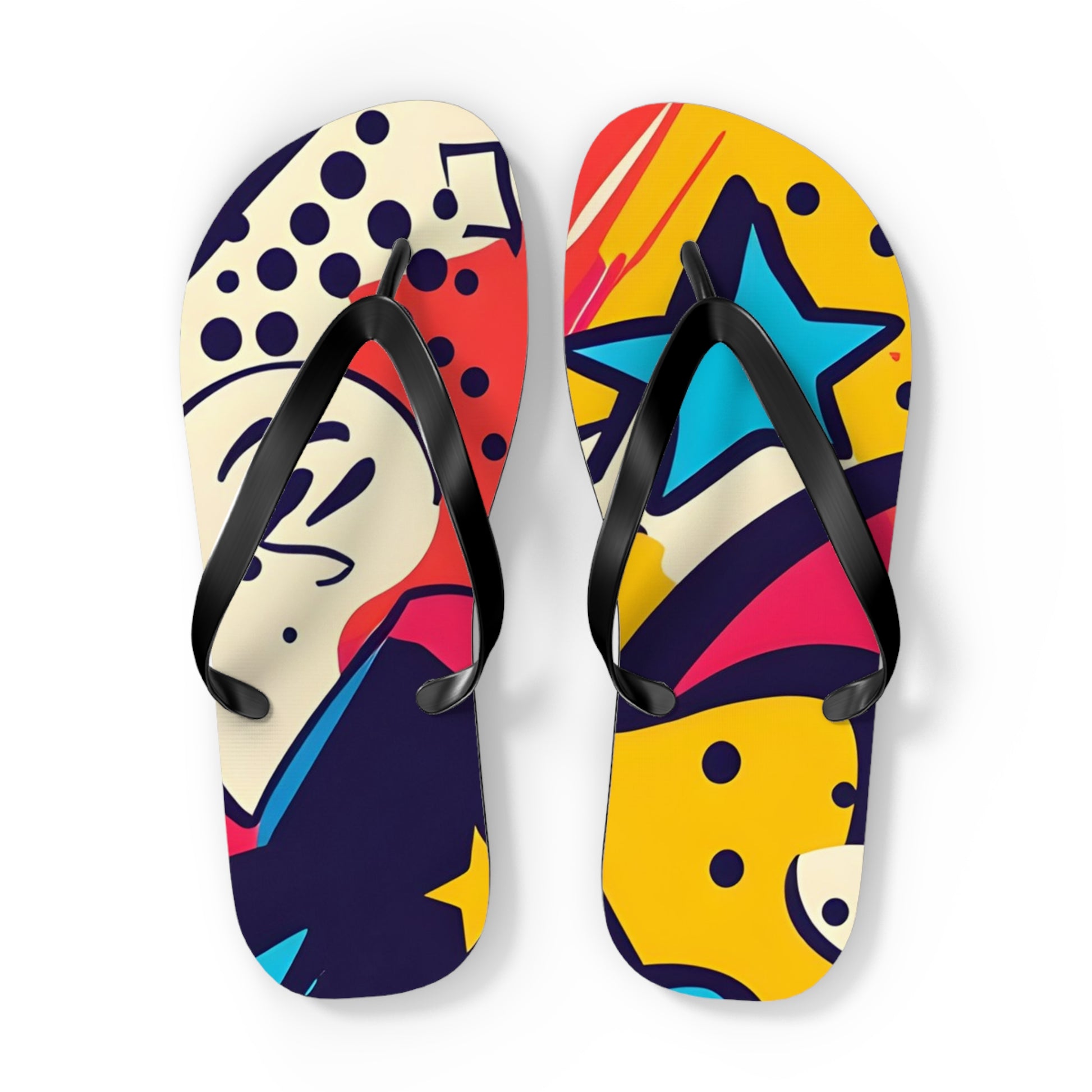 Comic x Pop Art Flip Flops, Artsulli - Art is Long, Life is Short, Shoes, Size, XL, Color, Black sole, , , 22375502708429071415