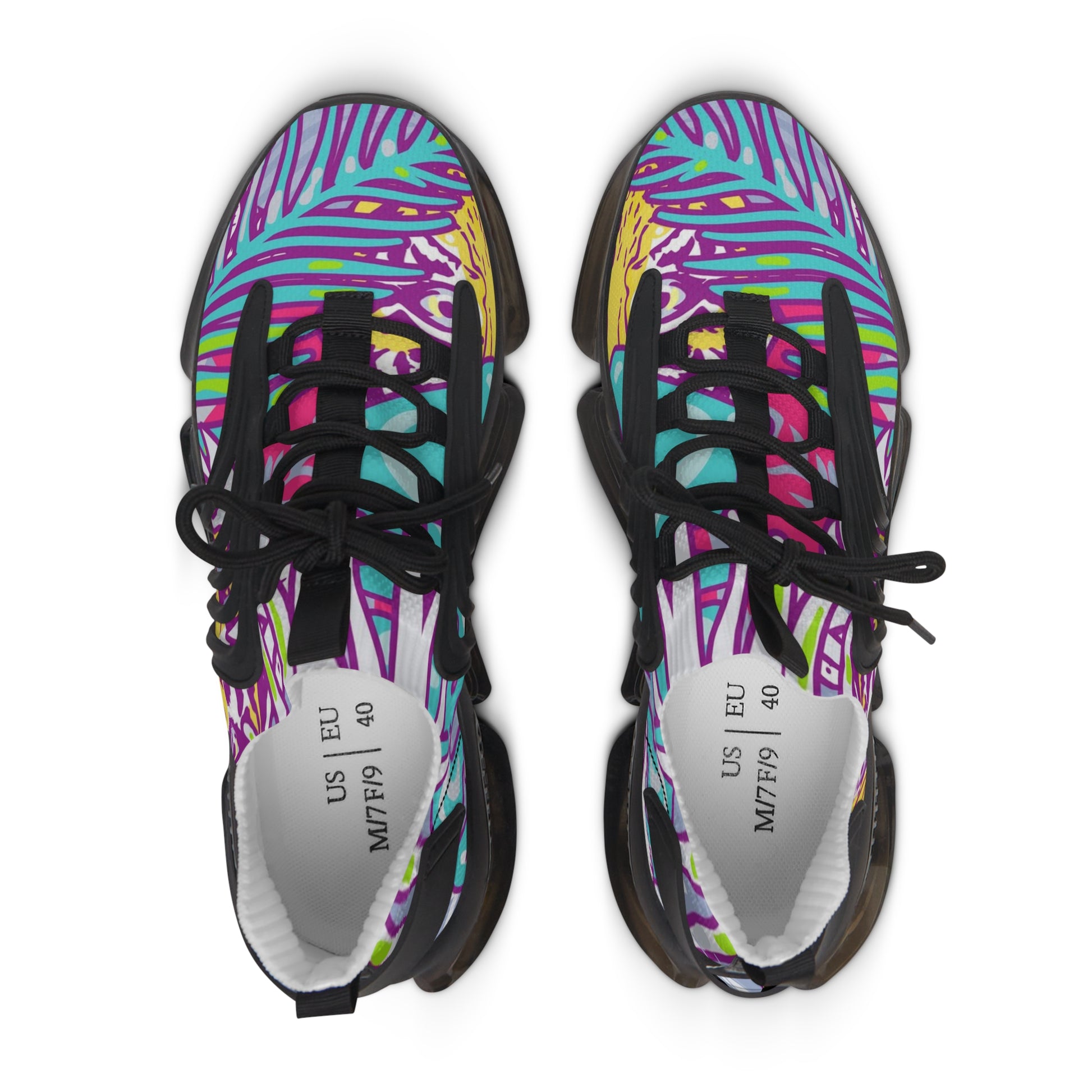 Tropical Jungle Tigers Torquise and Purple Women's Mesh Sneakers, Artsulli - Art is Long, Life is Short, Shoes, , , , , , , 