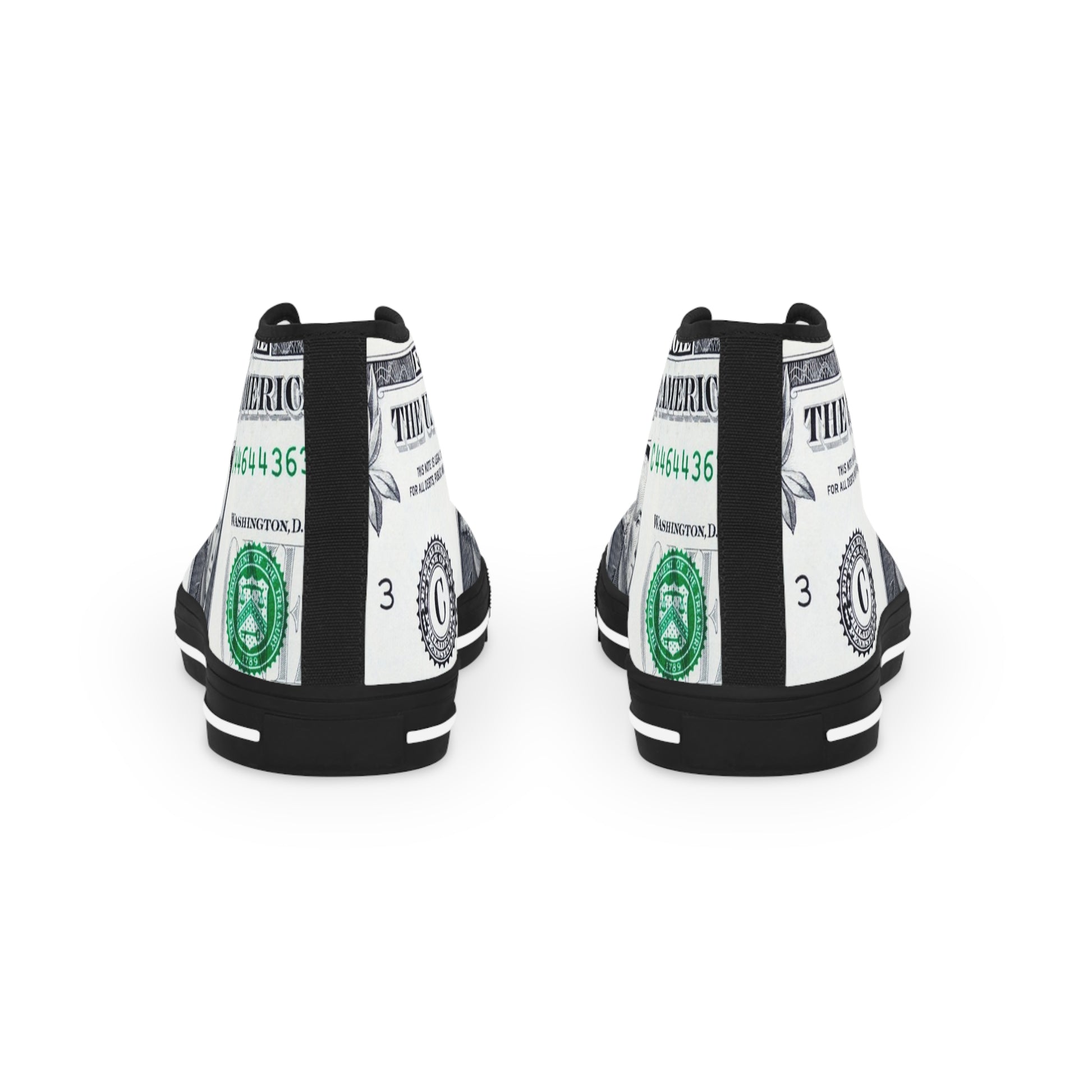 Money Collage Men's High Top Sneakers, Artsulli - Art is Long, Life is Short, Shoes, , , , , , , 