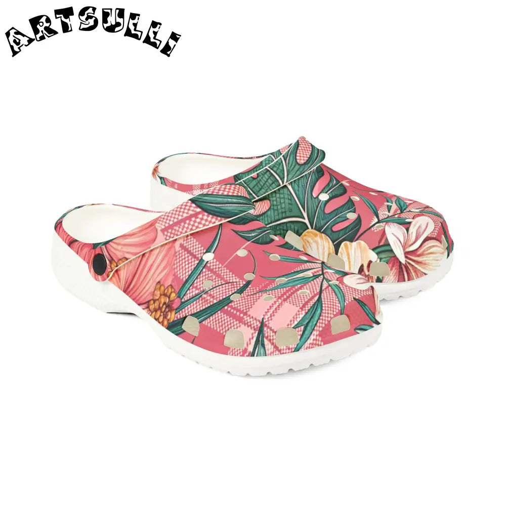JAKKOUTTHEBXX Plaid x Floral Red and GreenEVA Foam Rubber Shoes