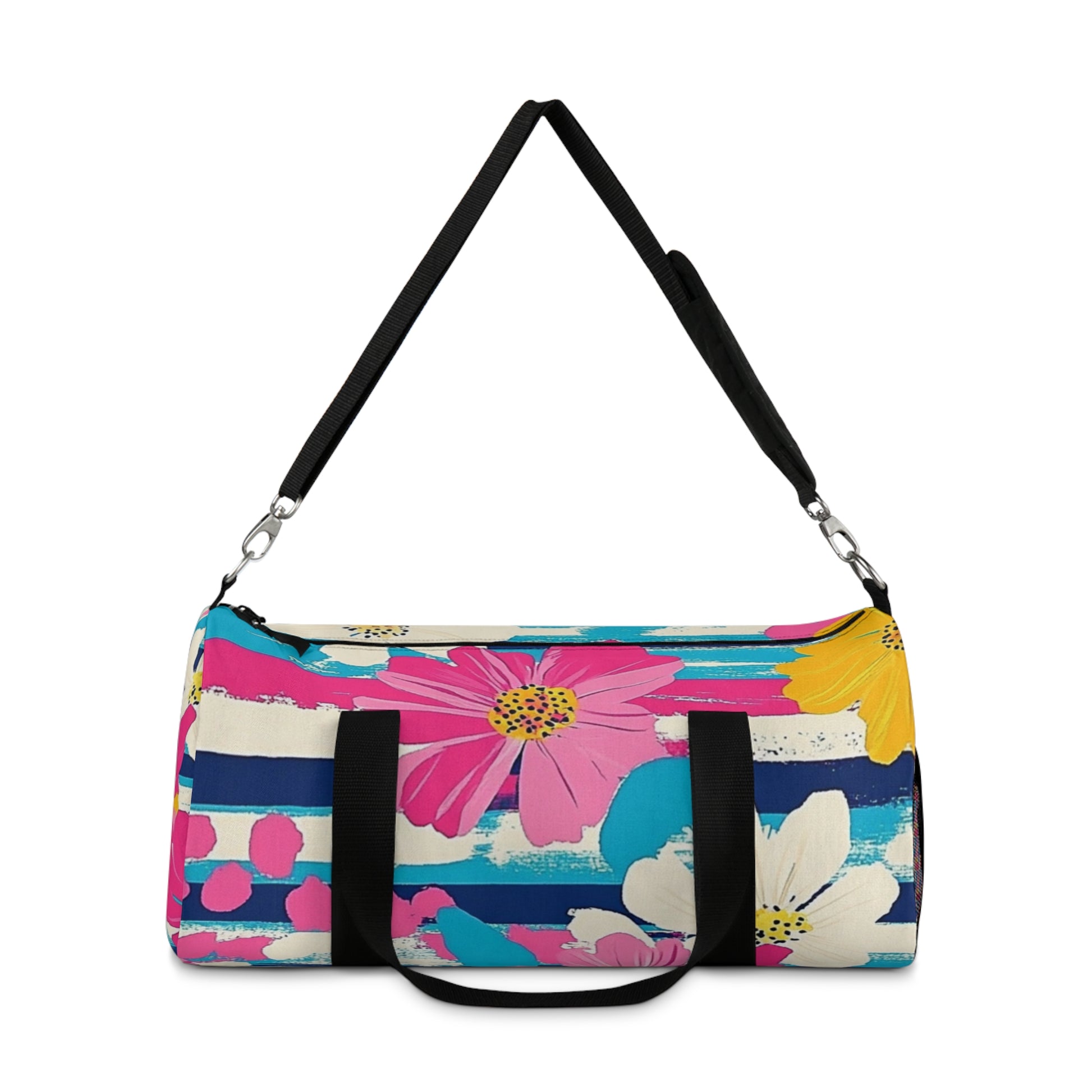 Dayglo Floral Stripes II Multi-Color Duffel Bag, Artsulli - Art is Long, Life is Short, Bags, , , , , , , 