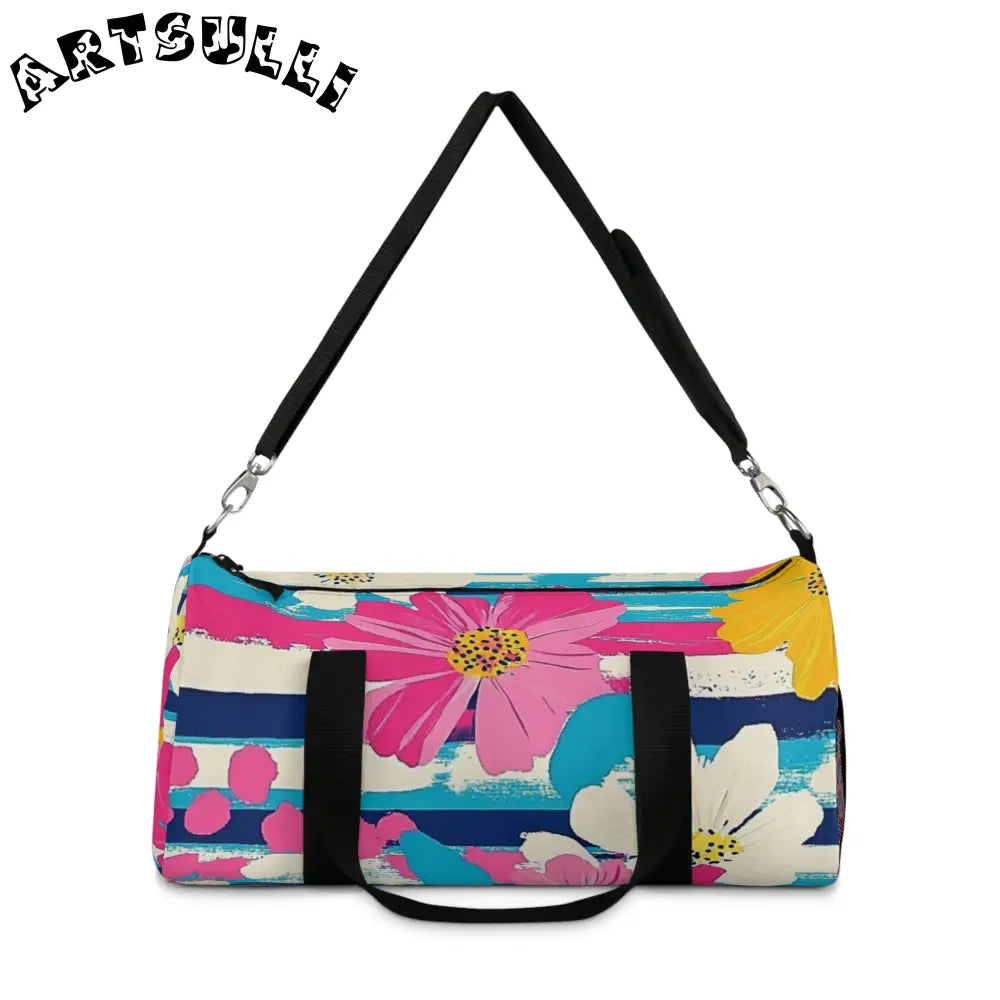 JAKKOUTTHEBXX Dayglo Floral Stripes II Multi-Color Duffel Bag