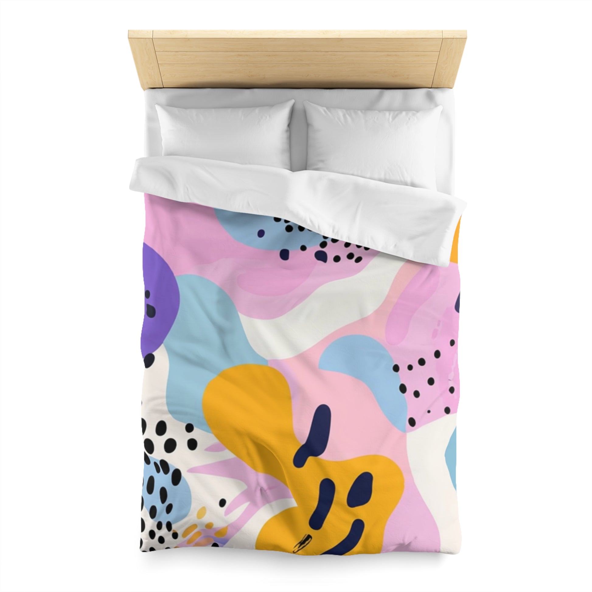 Colorful Abstract Dots and Shapes Microfiber Duvet Cover, Artsulli - Art is Long, Life is Short, Home Decor, , , , , , , 