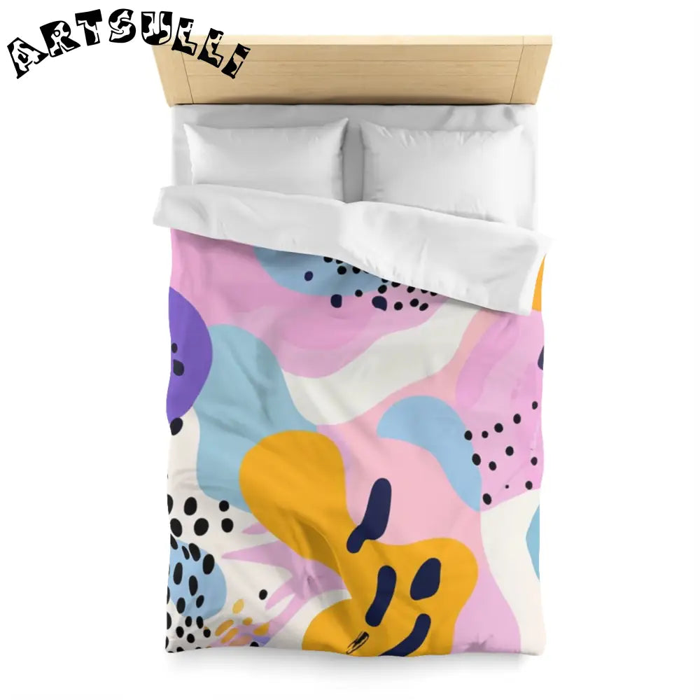 JAKKOUTTHEBXX Colorful Abstract Dots and Shapes Microfiber Duvet