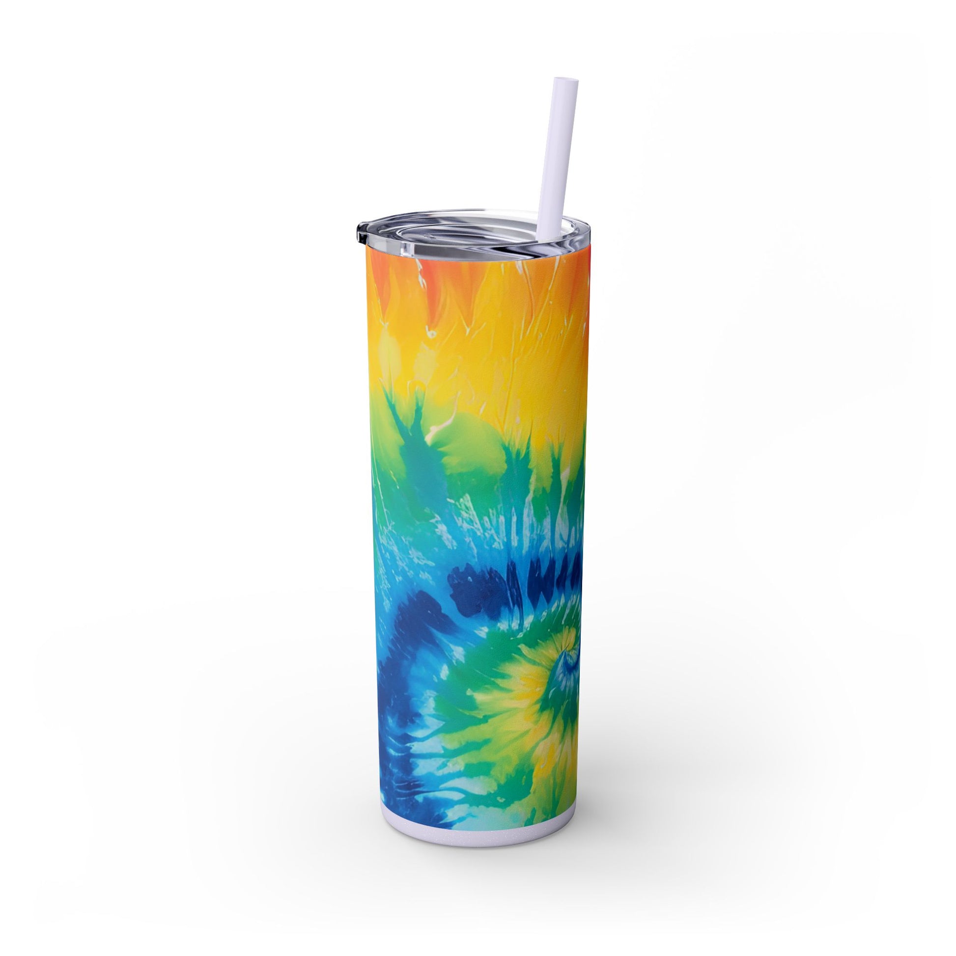 Tie Dye Skinny Tumbler with Straw, 20oz, Artsulli - Art is Long, Life is Short, Mug, , , , , , , 
