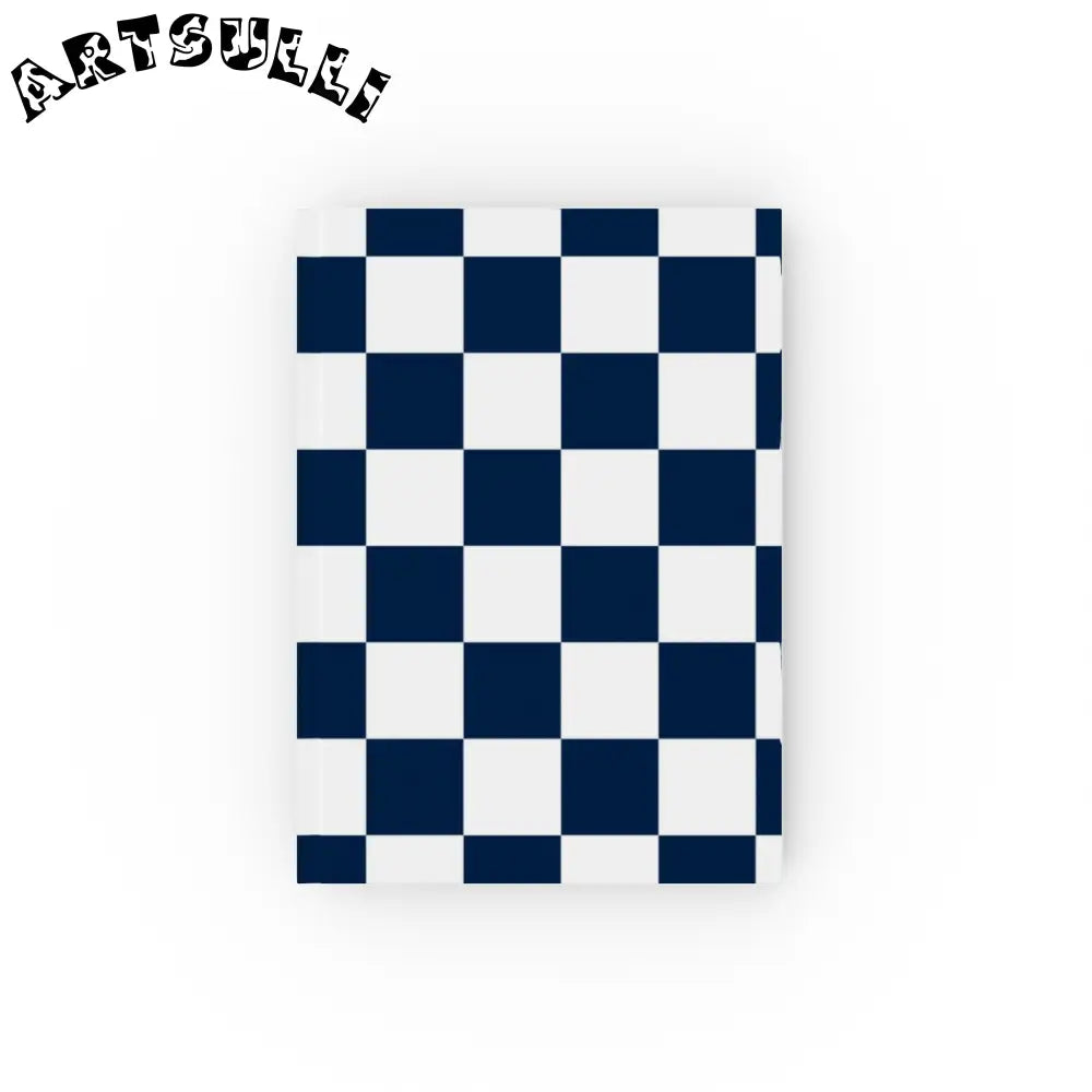 JAKKOUTTHEBXX Checkerboard White and Navy Blue Hard Backed Journal