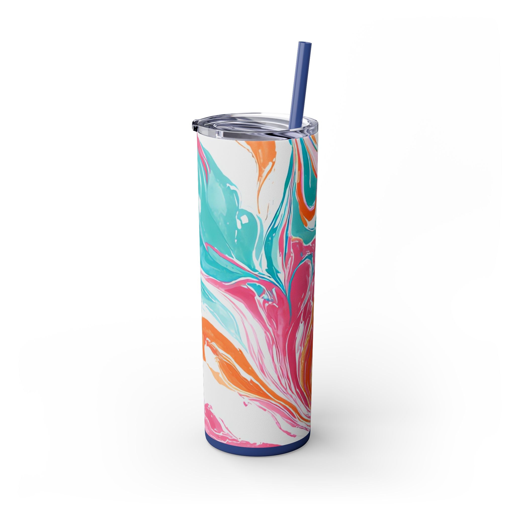 Liquid Pastel Spill Multi-Color Skinny Tumbler with Straw, 20oz, Artsulli - Art is Long, Life is Short, Mug, , , , , , , 