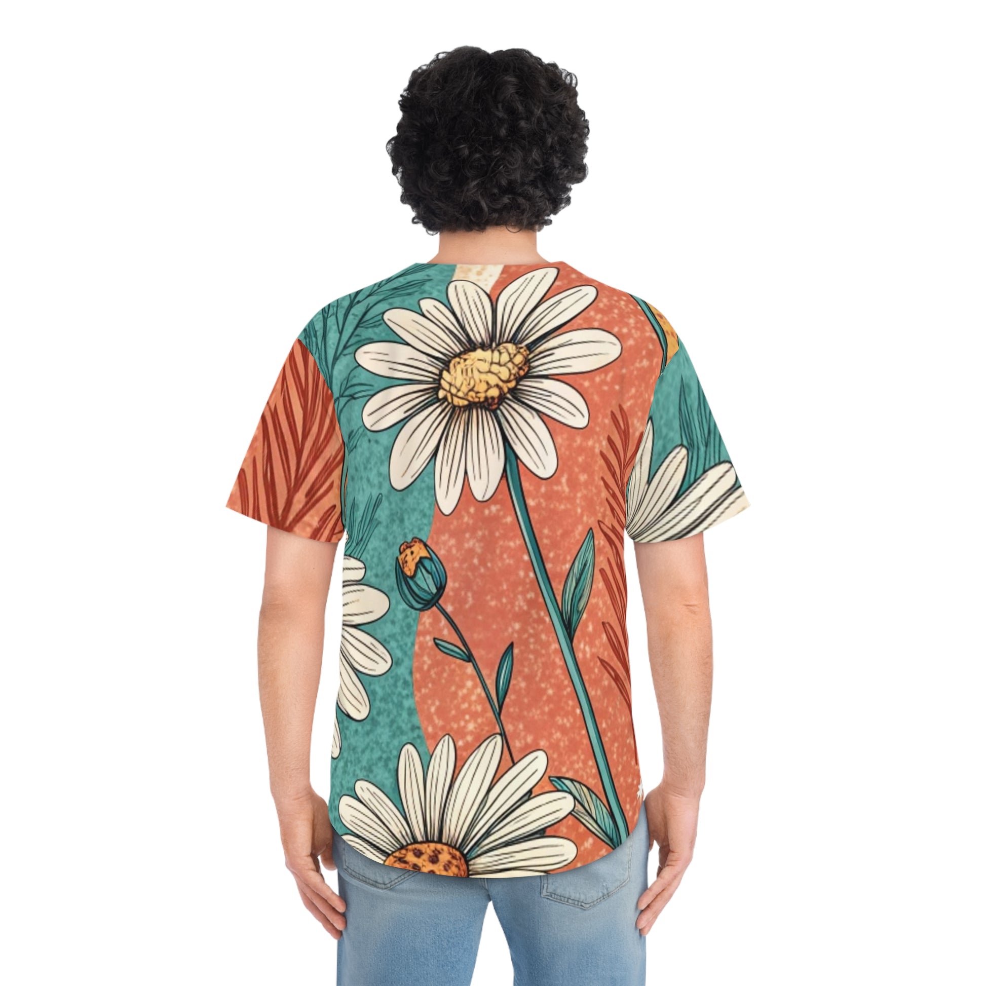 Retro Daisy Dream Men's Baseball Jersey (AOP), Artsulli - Art is Long, Life is Short, All Over Prints, , , , , , , 