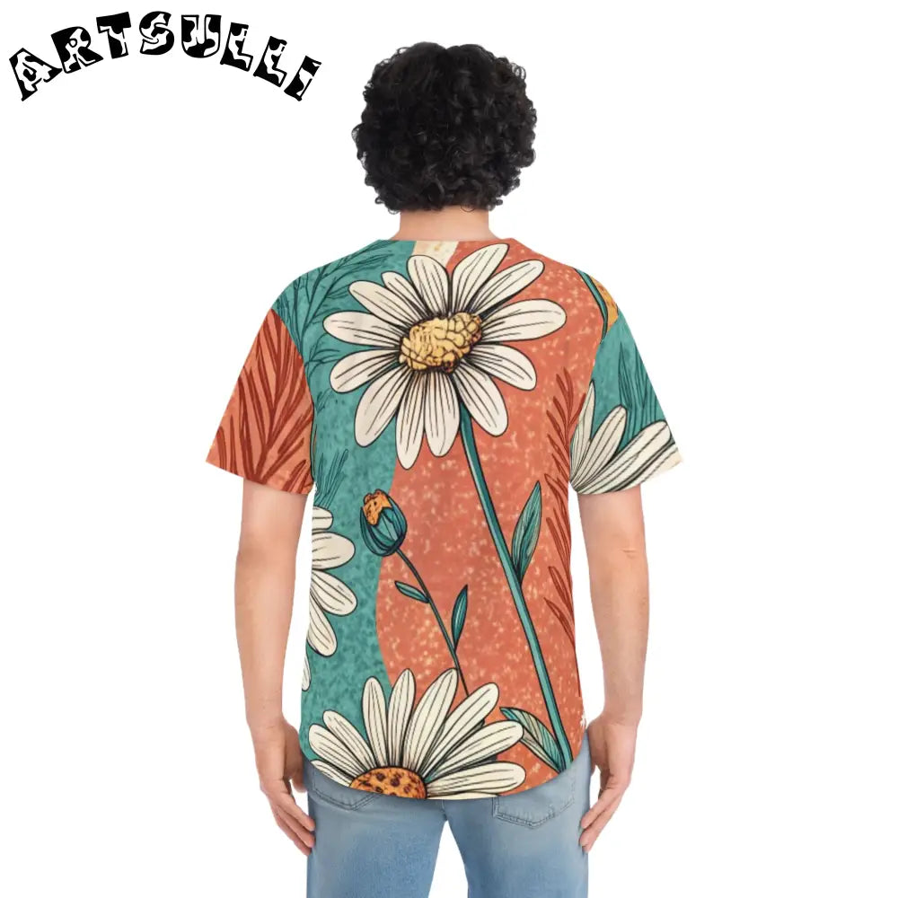 JAKKOUTTHEBXX Retro Daisy Dream Men’s Baseball Jersey (AOP)