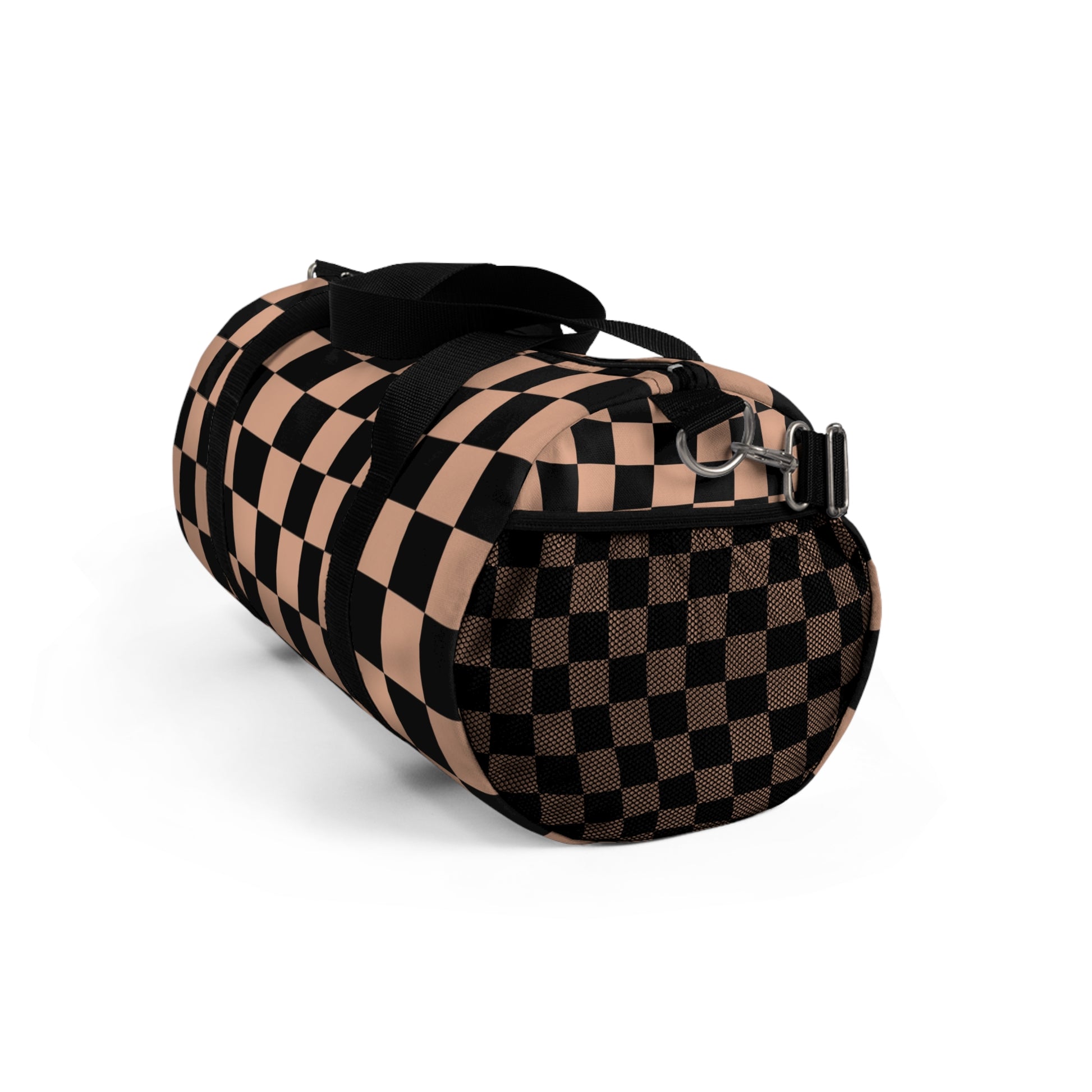 Checkerboard Soft Orange and Black Duffel Bag, Artsulli - Art is Long, Life is Short, Bags, , , , , , , 