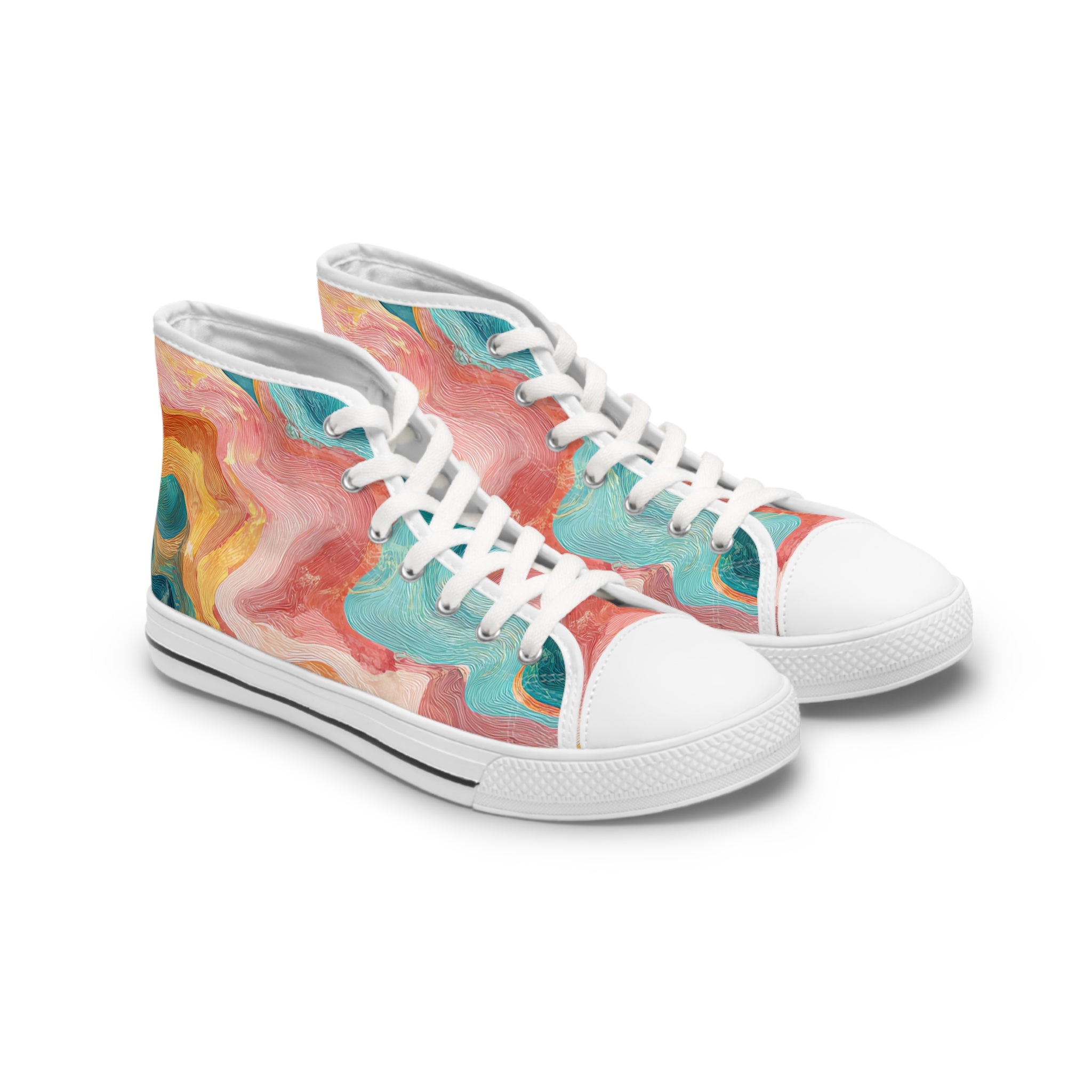 Liquid Marble Spill II Women's High Top Sneakers, Artsulli - Art is Long, Life is Short, Shoes, Size, US 5.5, Color, White sole, , , 29182746235896011177
