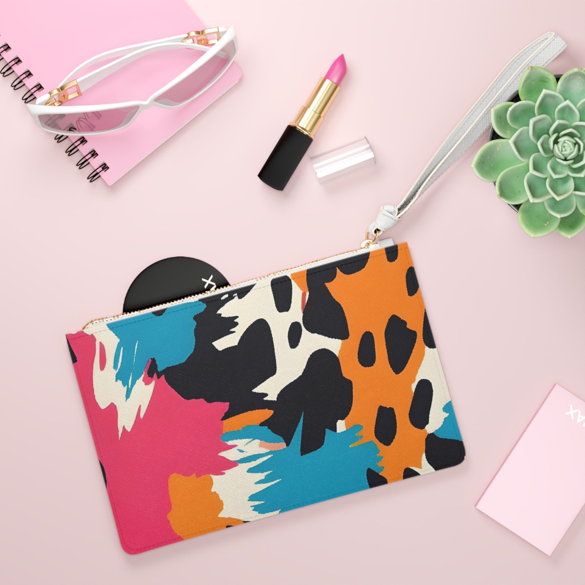 Wild Brush Strokes x Animal Print Multi-Color Clutch Bag, Artsulli - Art is Long, Life is Short, Bags, , , , , , , 