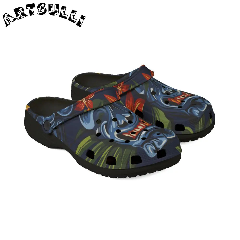 JAKKOUTTHEBXX Tropical Monster Navy Blue EVA Foam Clogs 2025
