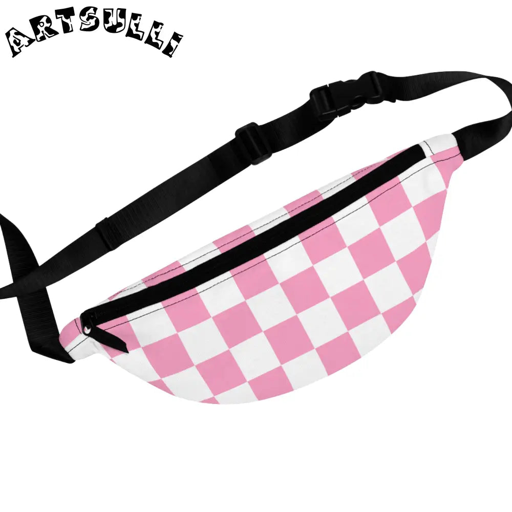 JAKKOUTTHEBXX Checkerboard Hot Pink and White Fanny Pack