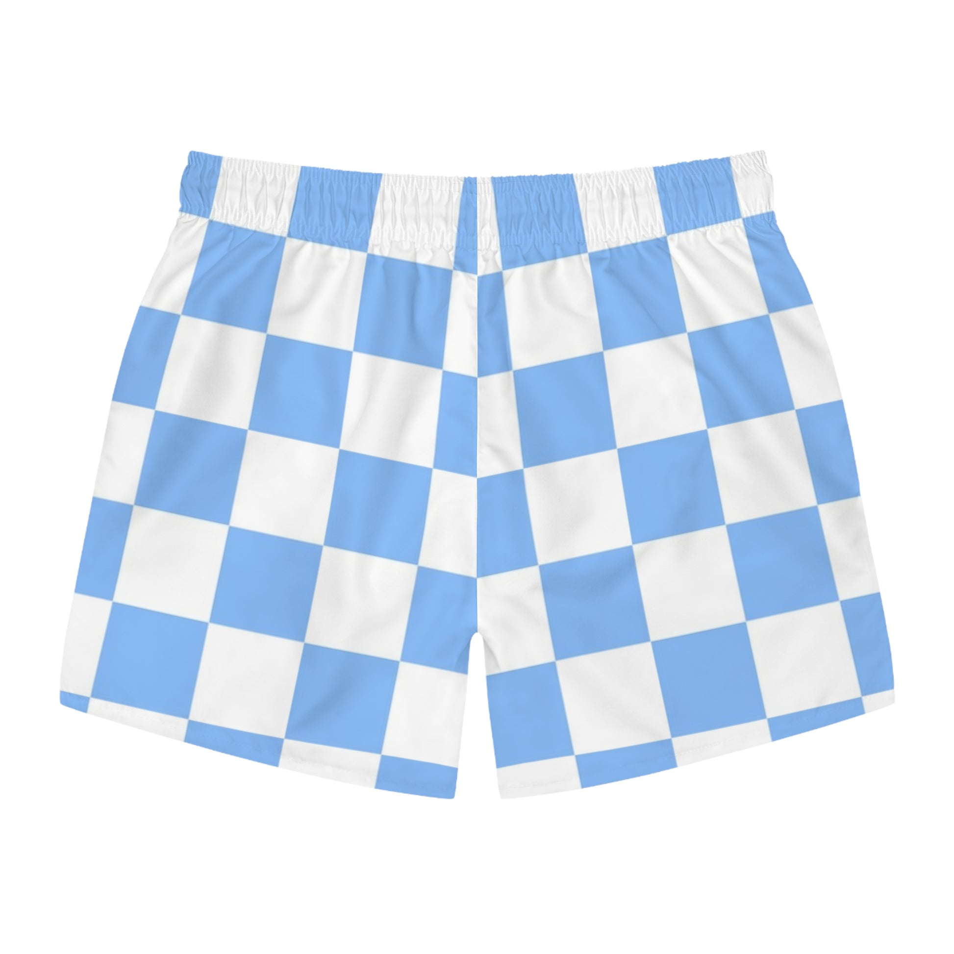 Checkerboard White and Light Blue Swim Trunks (AOP), Artsulli - Art is Long, Life is Short, All Over Prints, , , , , , , 