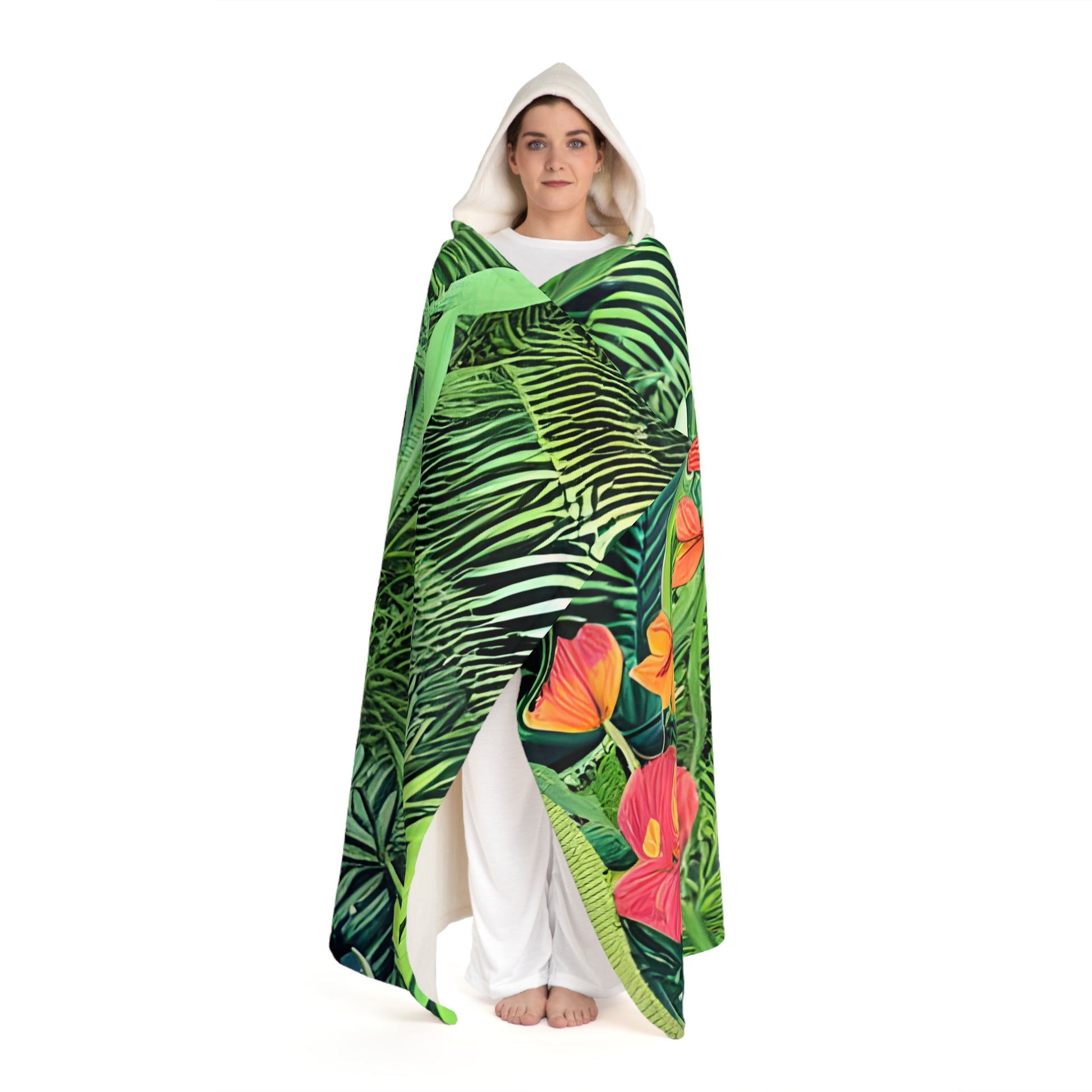 Jungle Zebra Art Hooded Sherpa Fleece Blanket, Artsulli - Art is Long, Life is Short, All Over Prints, , , , , , , 