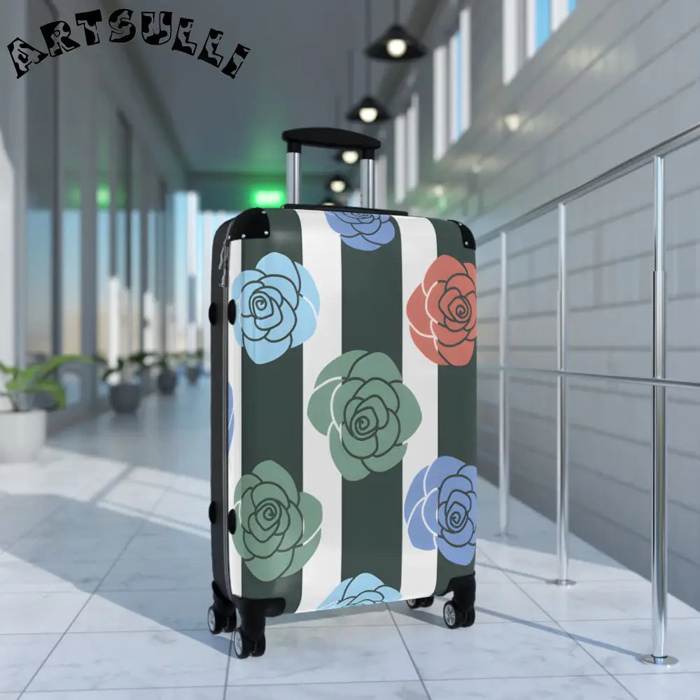 JAKKOUTTHEBXX Stripes x Roses Black and White Suitcase JAKKOUTTHEBXX