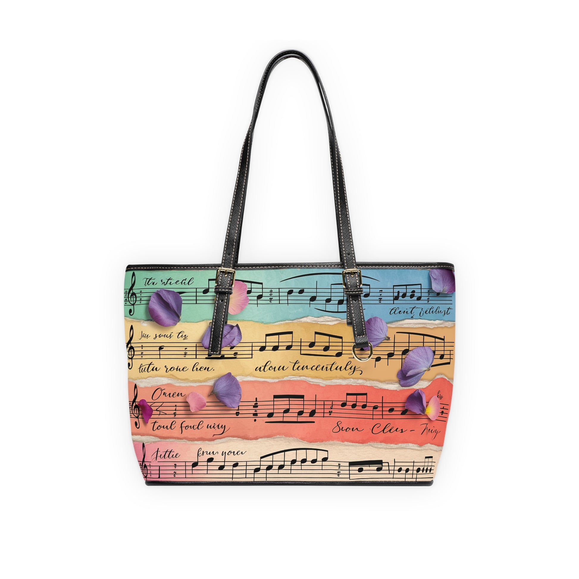 Torn Type Beat Sheet Music Multi-Color PU Leather Shoulder Bag, Artsulli - Art is Long, Life is Short, Bags, Size, 16" x 10", Color, Black, , , 28553022030345796567