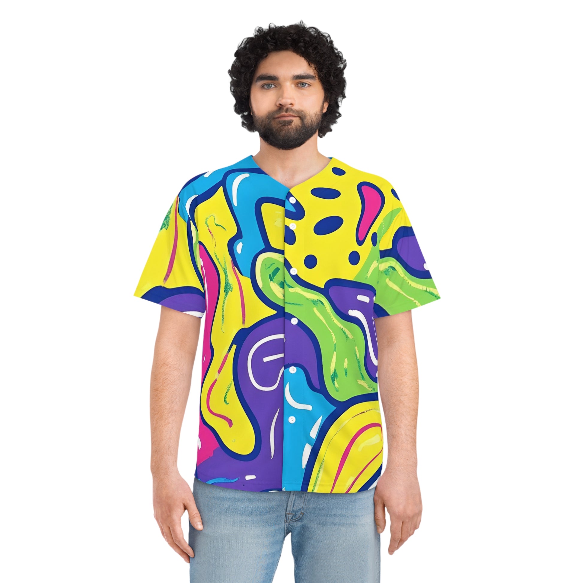 90s Trippy Slime Men's Baseball Jersey (AOP), Artsulli - Art is Long, Life is Short, All Over Prints, , , , , , , 