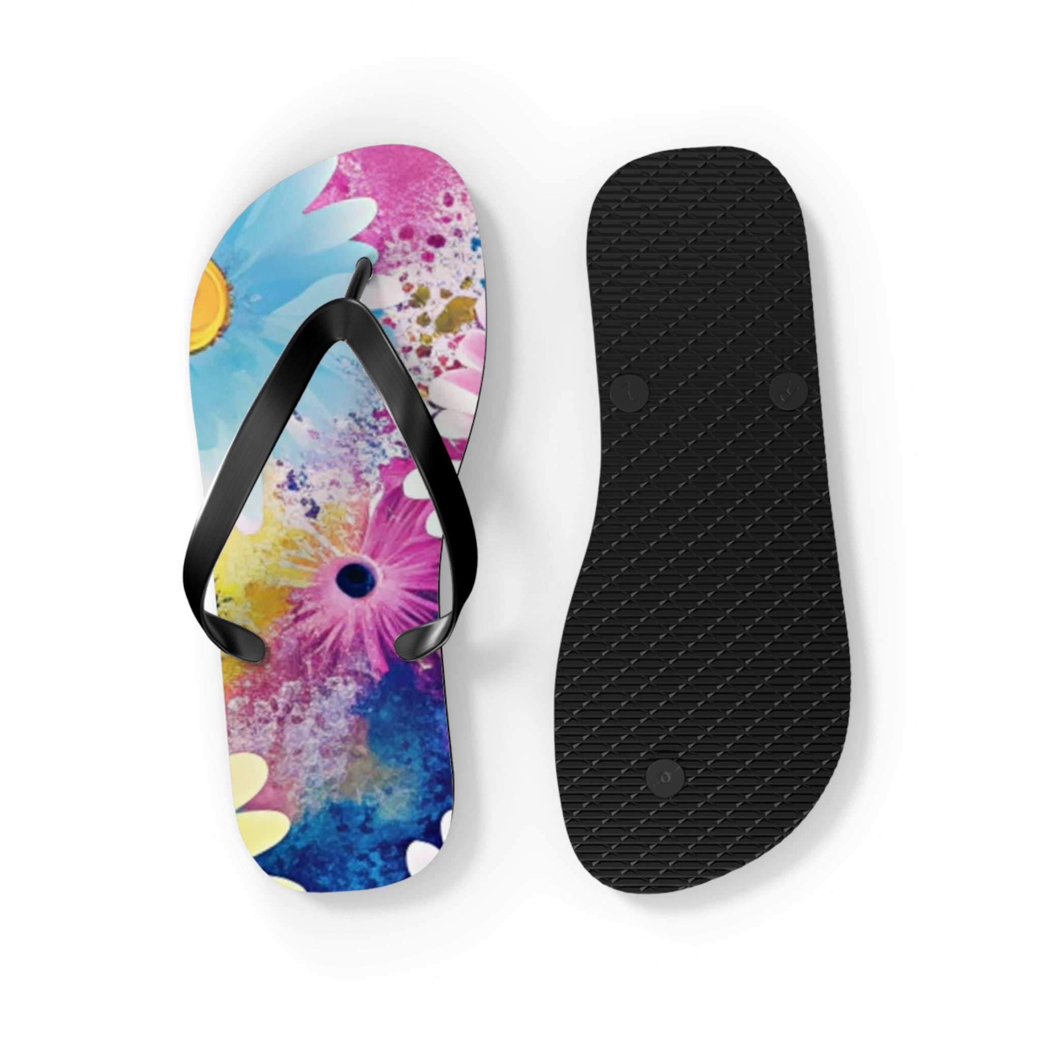 Magical Flower Explosion Multi-Color Flip Flops, Artsulli - Art is Long, Life is Short, Shoes, , , , , , , 