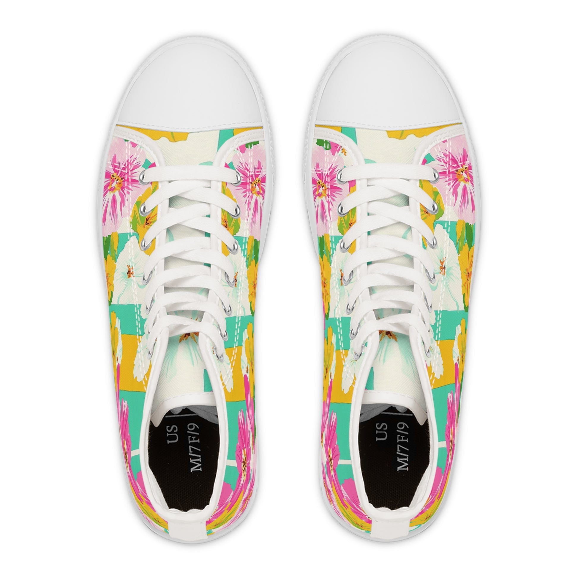 Pastel x Floral x Stripes Multi-Color Women's High Top Sneakers, Artsulli - Art is Long, Life is Short, Shoes, , , , , , , 