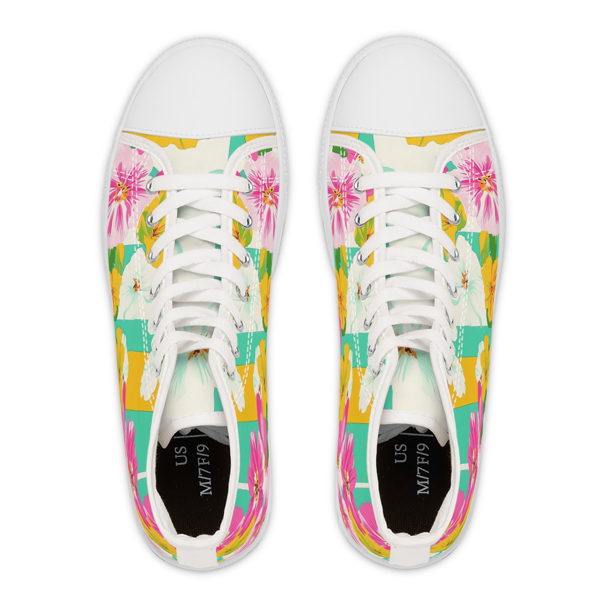 Pastel x Floral x Stripes Multi-Color Women's High Top Sneakers, Artsulli - Art is Long, Life is Short, Shoes, , , , , , , 