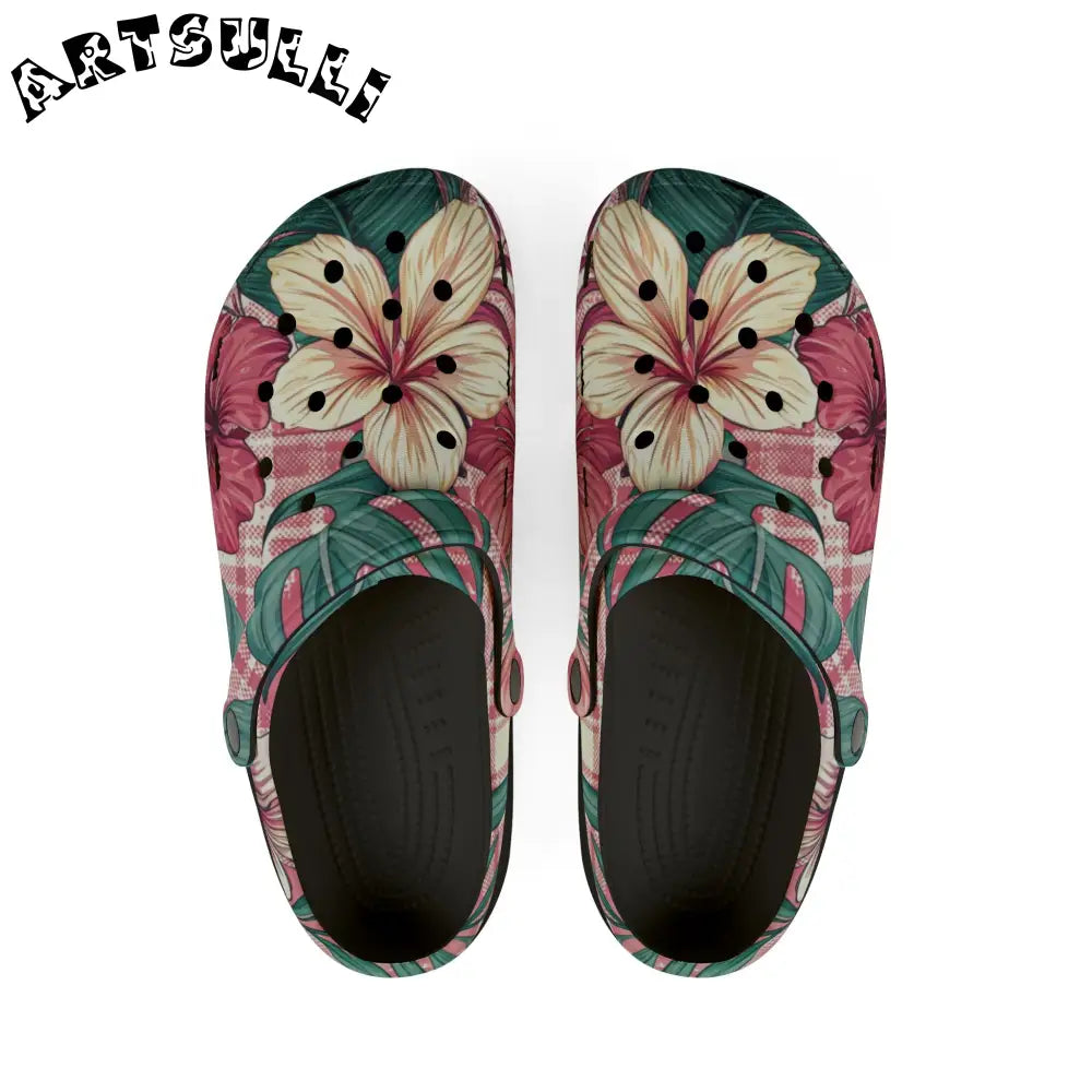 JAKKOUTTHEBXX Plaid x Floral Burgundy and Green EVA Foam Rubber