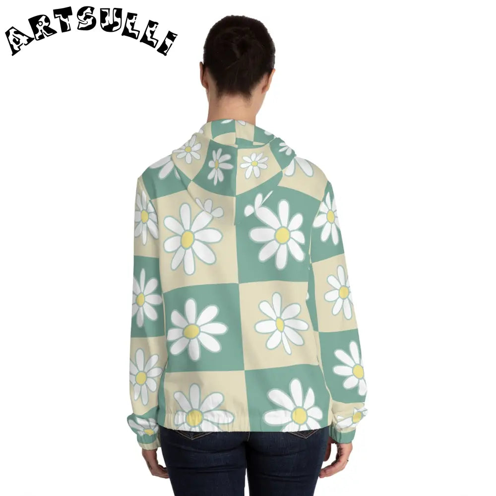 JAKKOUTTHEBXX Retro Daisy Checkerboard Green and Tan Women’s