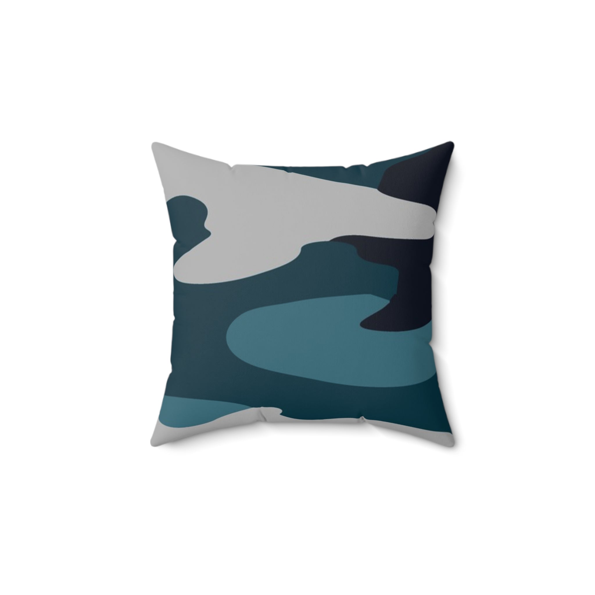 Blue Camouflage Spun Polyester Square Pillow, Artsulli - Art is Long, Life is Short, Home Decor, Size, 14" × 14", , , , , 11941660090658