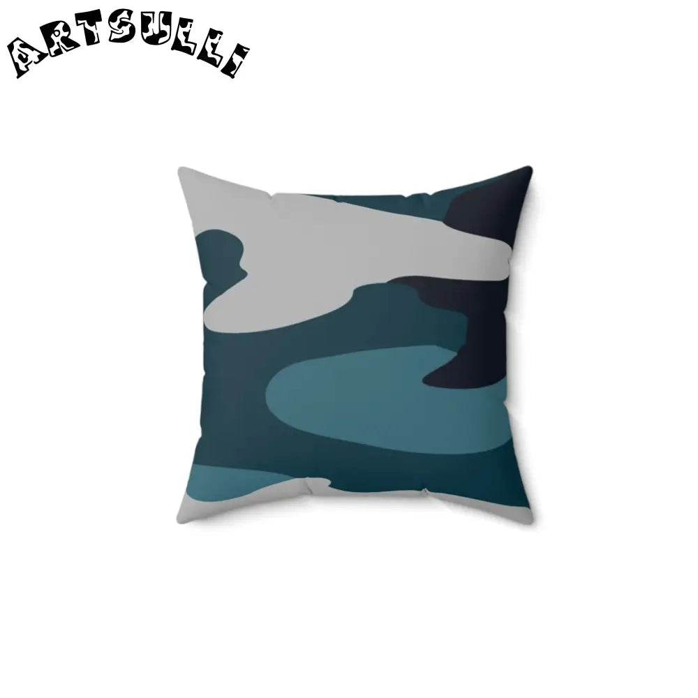 JAKKOUTTHEBXX Blue Camouflage Spun Polyester Square Pillow