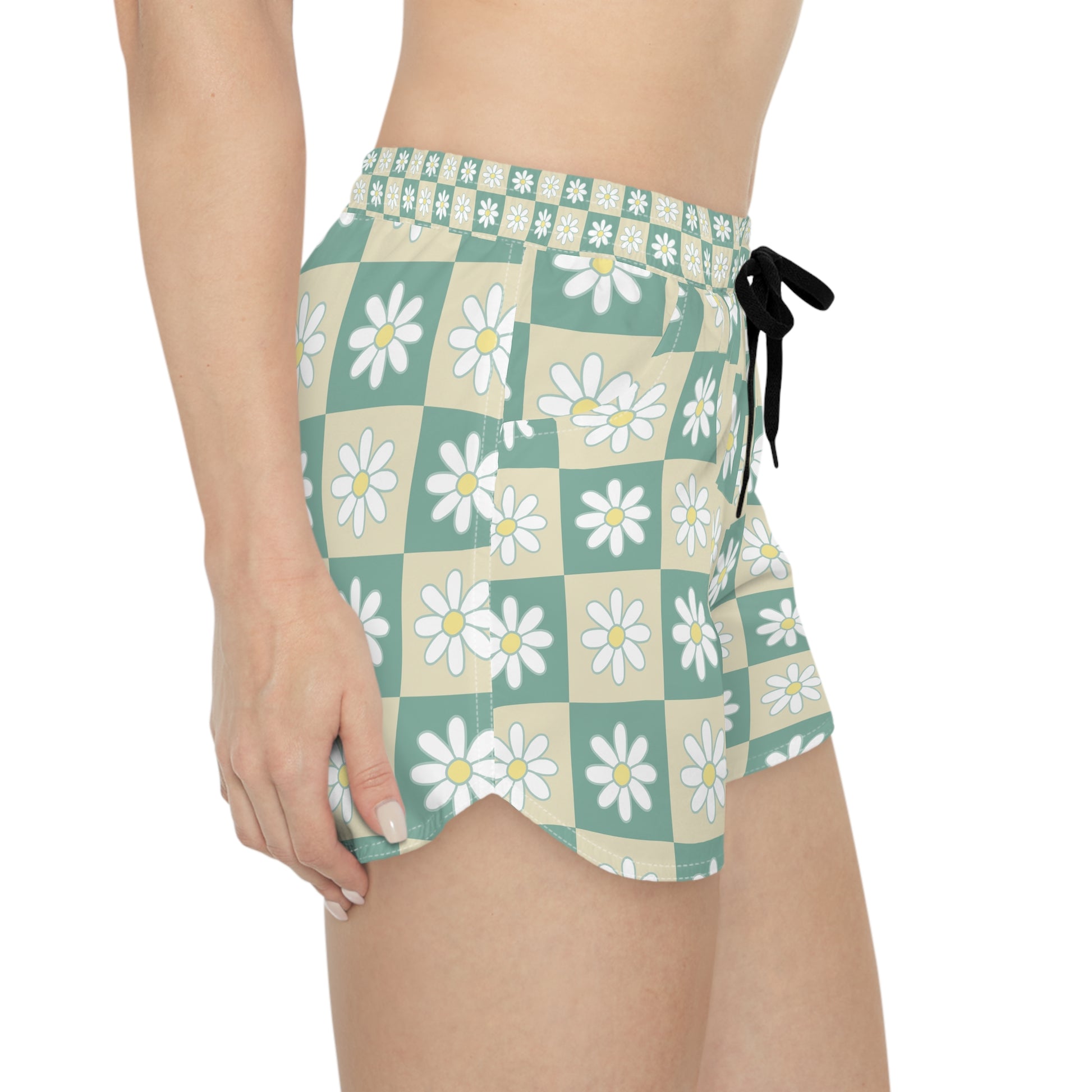 Retro Daisy Grid Women's Casual Shorts (AOP), Artsulli - Art is Long, Life is Short, All Over Prints, , , , , , , 