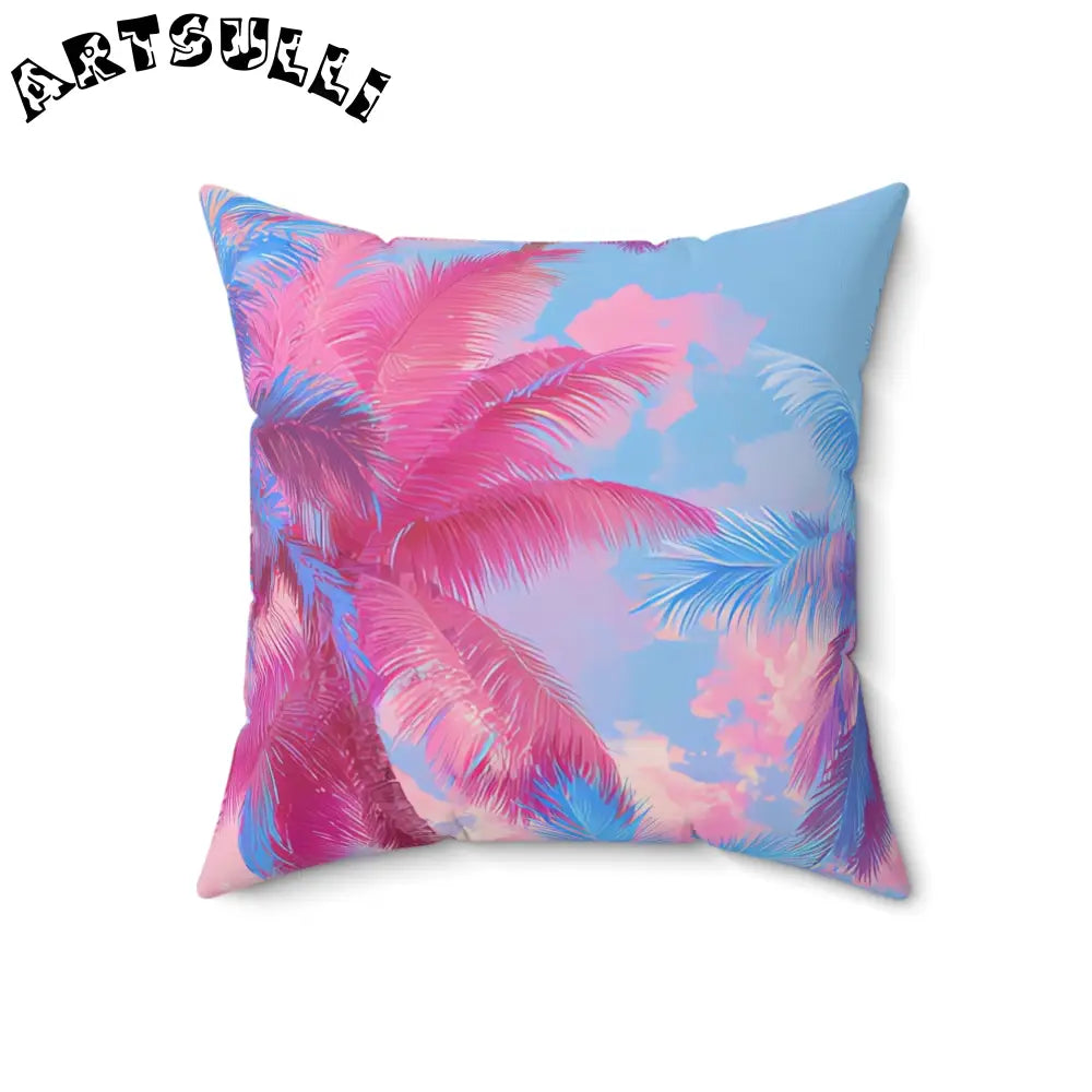 JAKKOUTTHEBXX Ethereal Pastel Palms Spun Polyester Square Pillow
