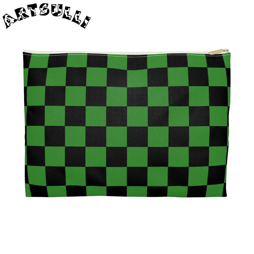 JAKKOUTTHEBXX Checkerboard Green and Black Accessory Pouch