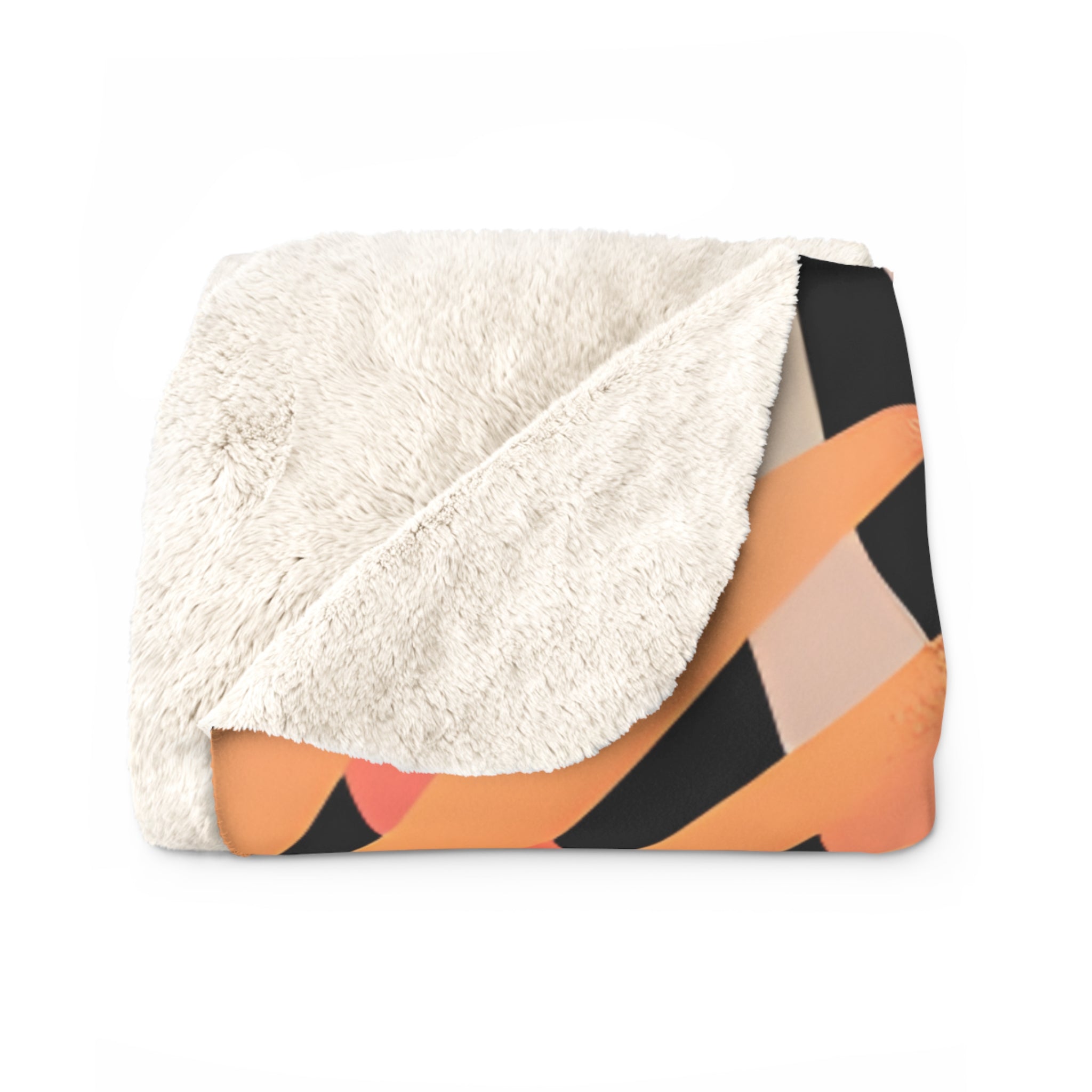 Palm Leaves x Zebra Stripes x Tiger Stripes Orange and Blue  Sherpa Fleece Blanket, Artsulli - Art is Long, Life is Short, Home Decor, , , , , , , 