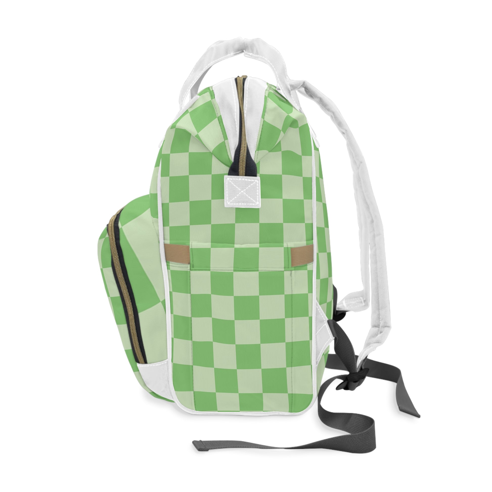 Checkerboard Green Multifunctional Diaper Backpack, Artsulli - Art is Long, Life is Short, Bags, , , , , , , 