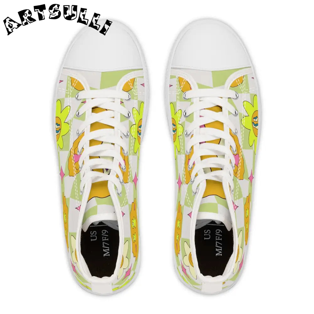 JAKKOUTTHEBXX Sunflower x Checkerboard Trippy Women’s High Top