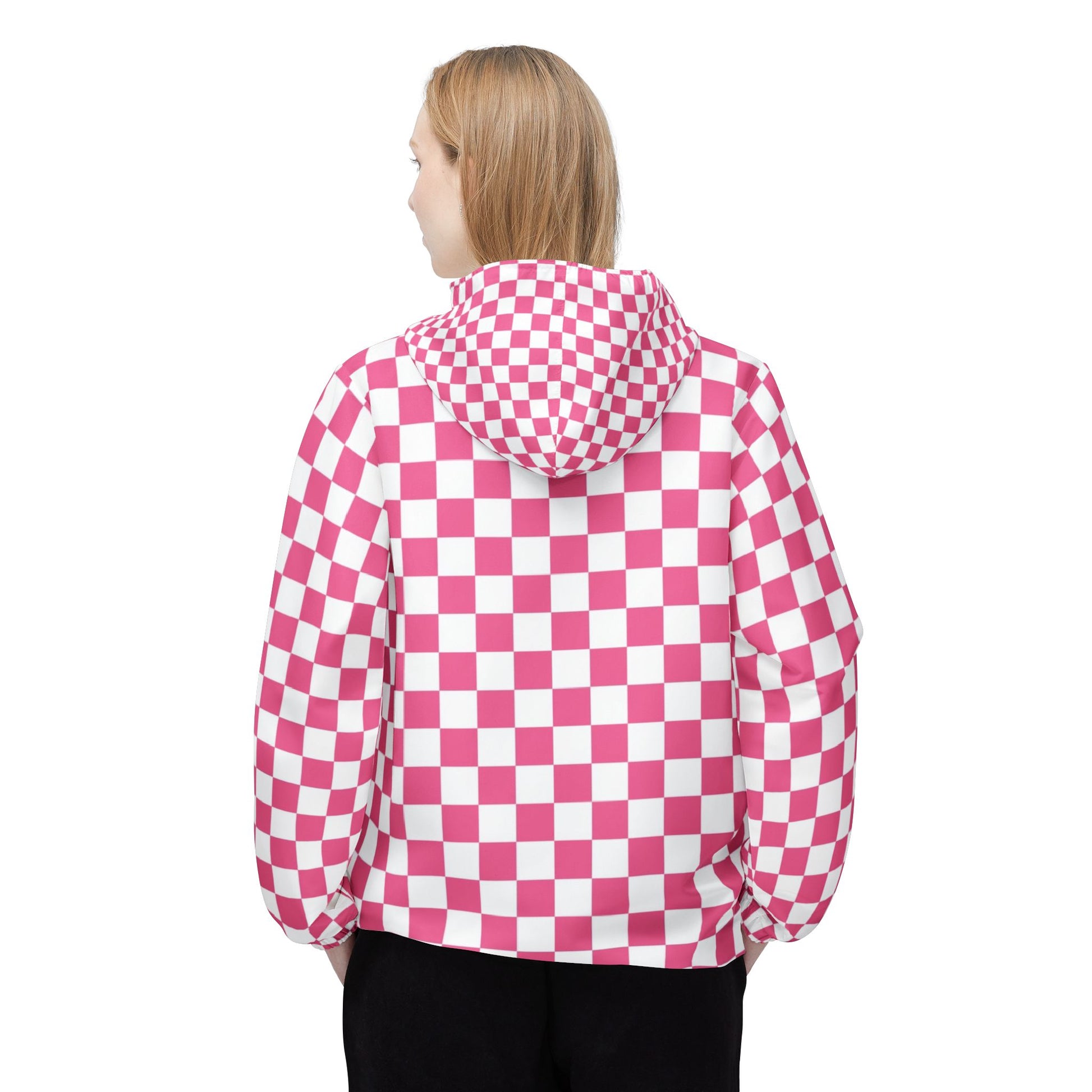 Yuyushiki Pink Check Windbreaker Jacket (AOP), Artsulli - Art is Long, Life is Short, Outerwear, , , , , , , 