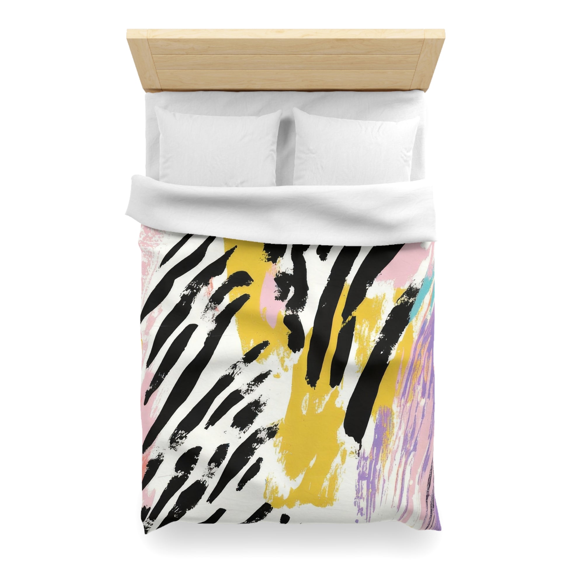 Wild Zebra Stripes x Paint Brush Strokes Multi-Color Microfiber Duvet Cover, Artsulli - Art is Long, Life is Short, Home Decor, , , , , , , 