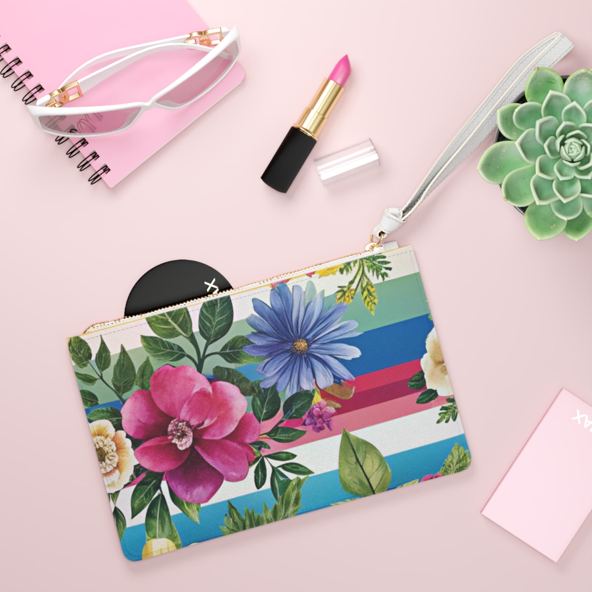 Floral Stripe 4K Clutch Bag, Artsulli - Art is Long, Life is Short, Bags, , , , , , , 