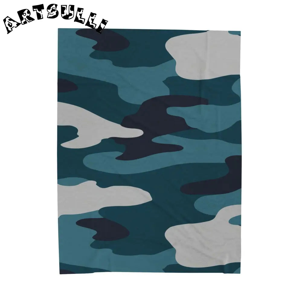 JAKKOUTTHEBXX Blue Camouflage Velveteen Plush Blanket JAKKOUTTHEBXX