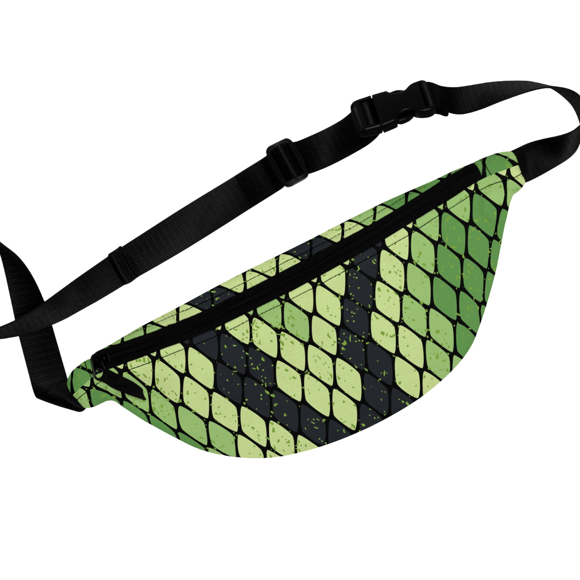 Snake Skin Green and Black Fanny Pack, Artsulli - Art is Long, Life is Short, Bags, Size, One size, , , , , 11172451858743